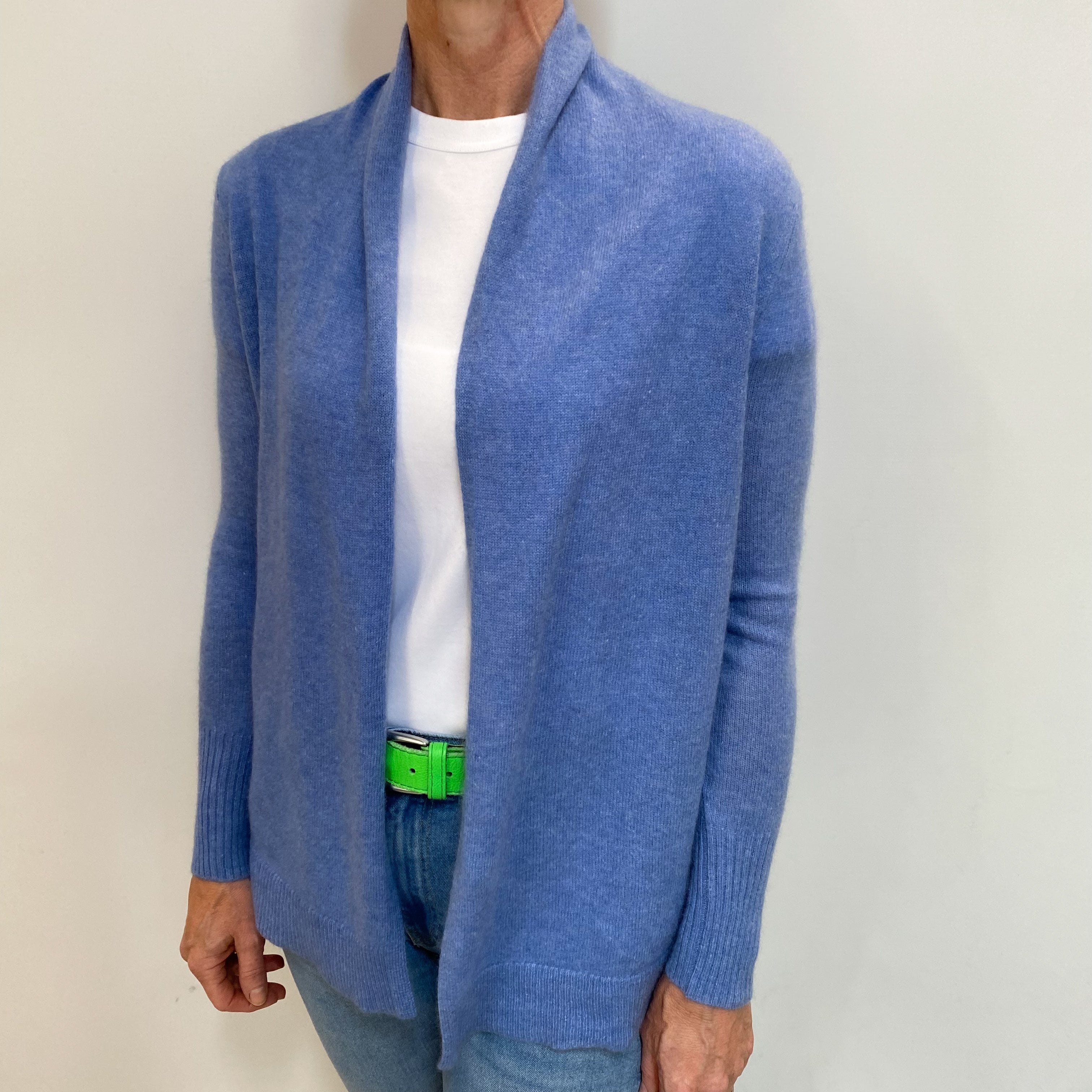 Cornflower Blue Cashmere Edge To Edge Cardigan Small