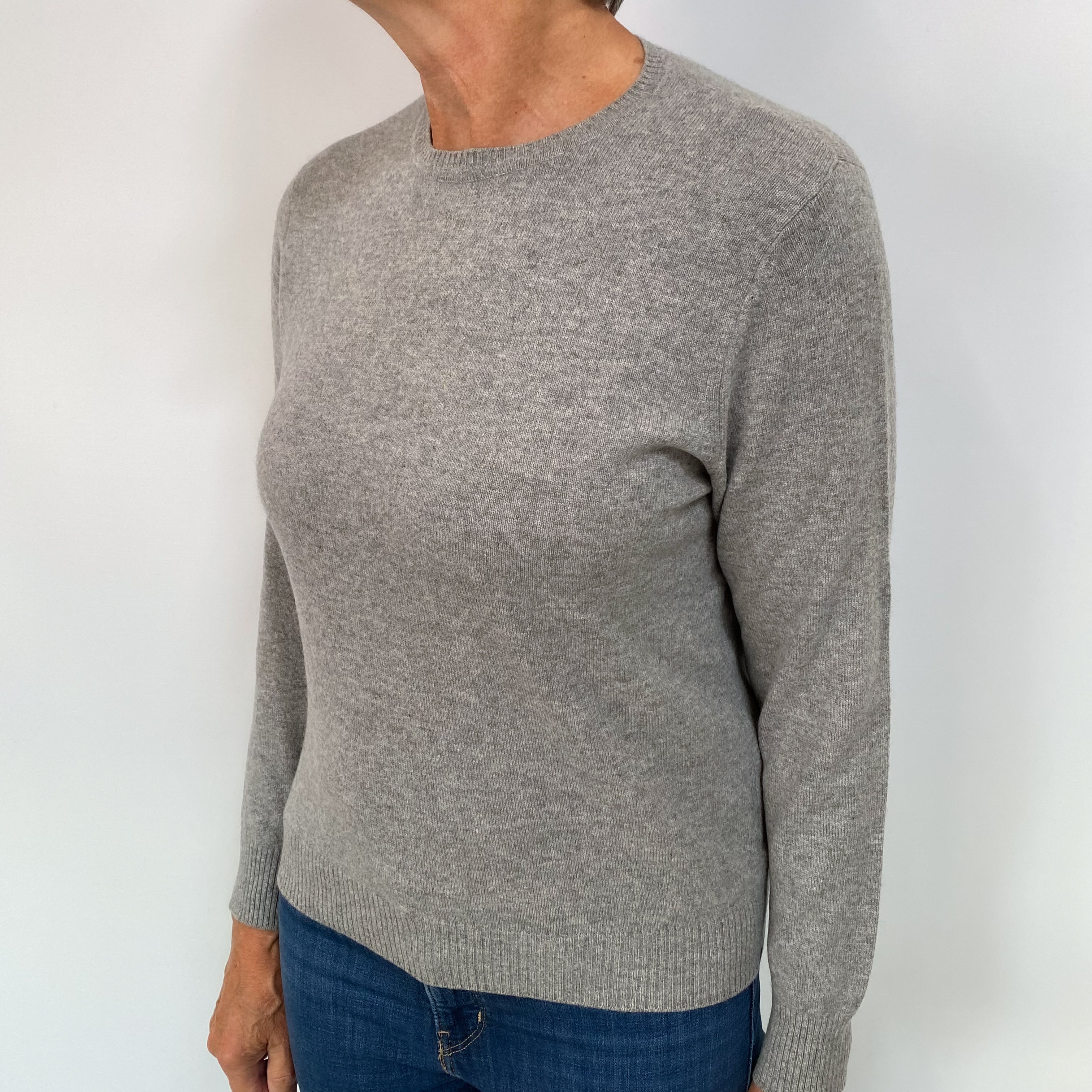 Smoke Grey Cashmere Crew Neck Jumper Medium