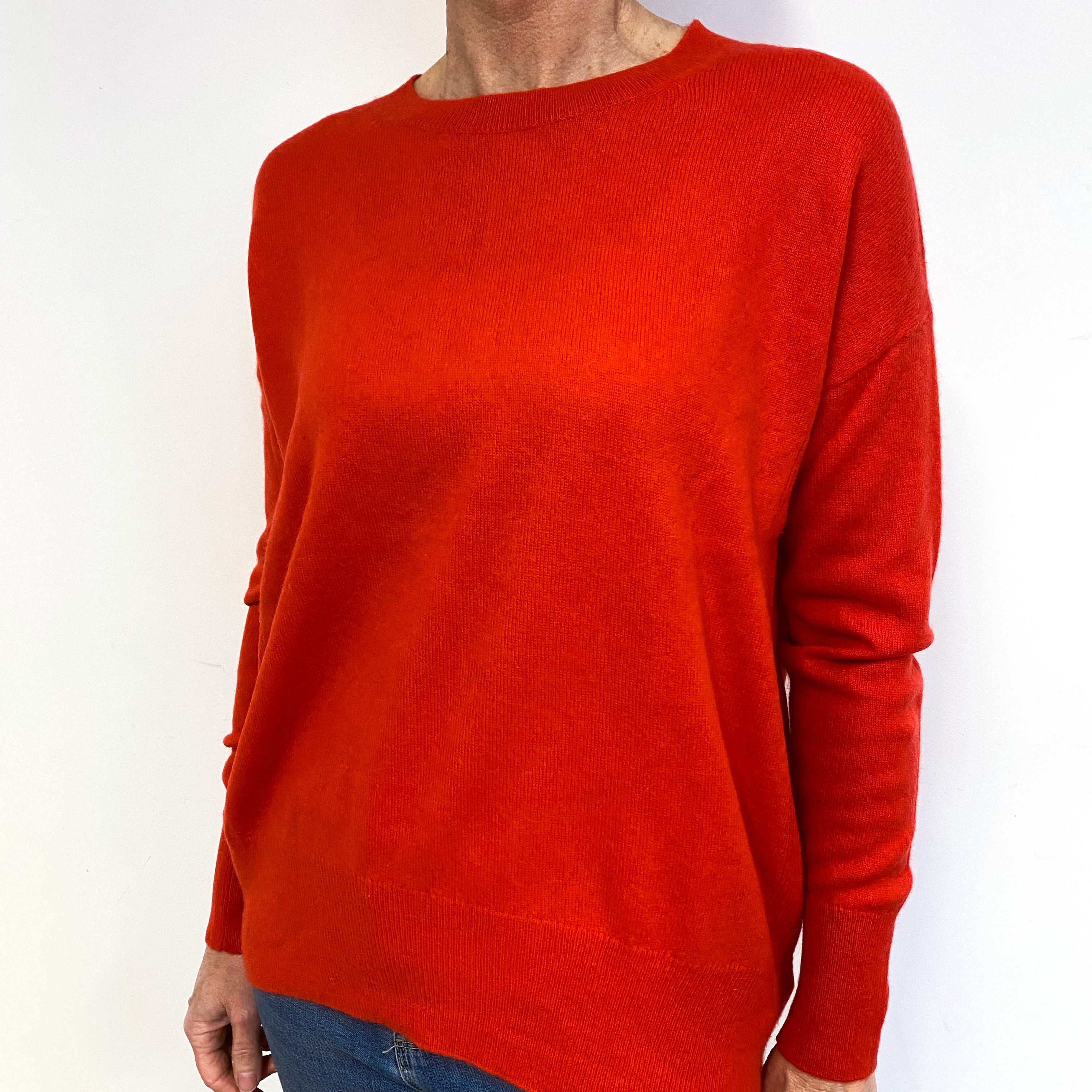 Vermillion Orange Slouchy Cashmere Crew Neck Jumper Medium