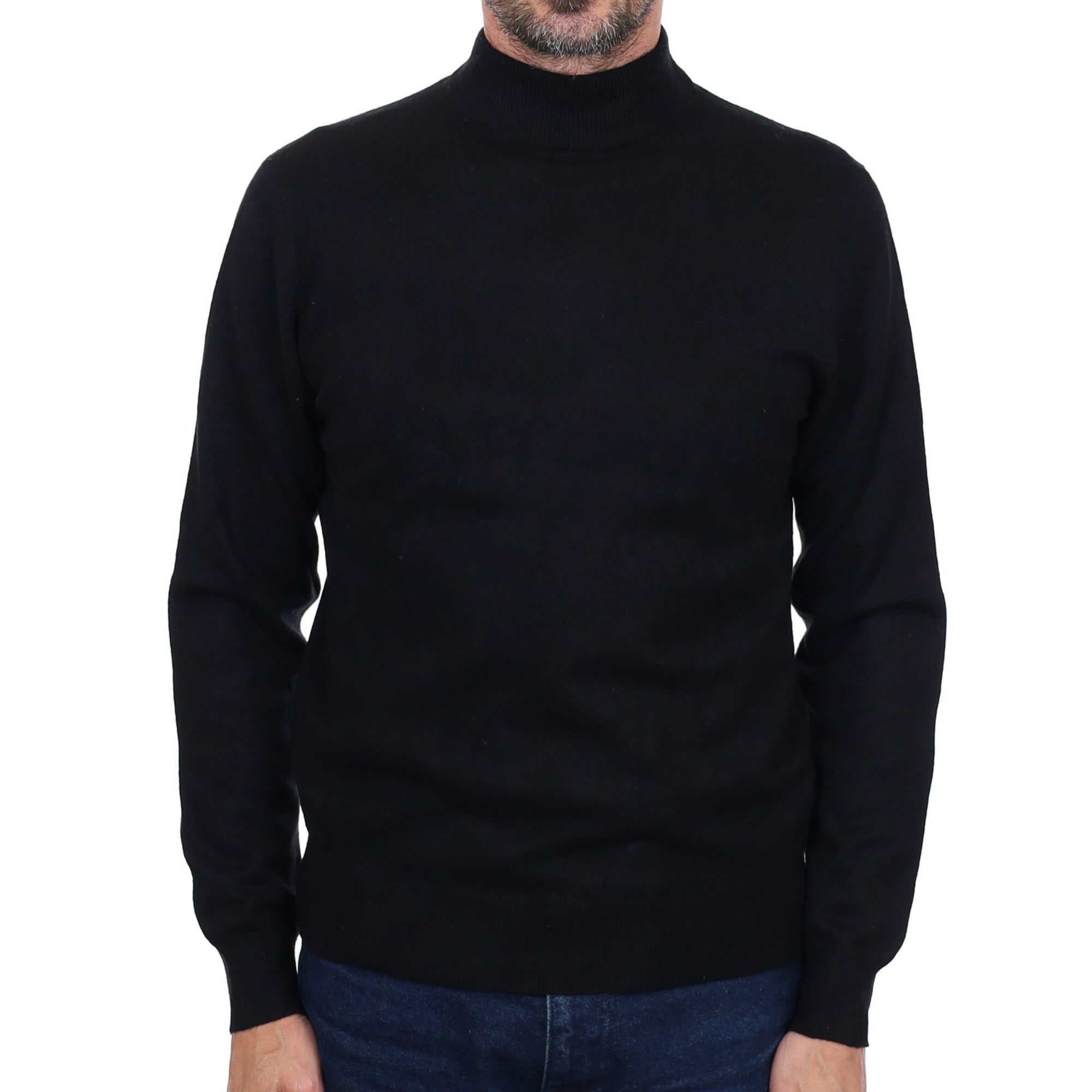 Men's Black Cashmere Turtle Neck Jumper Small