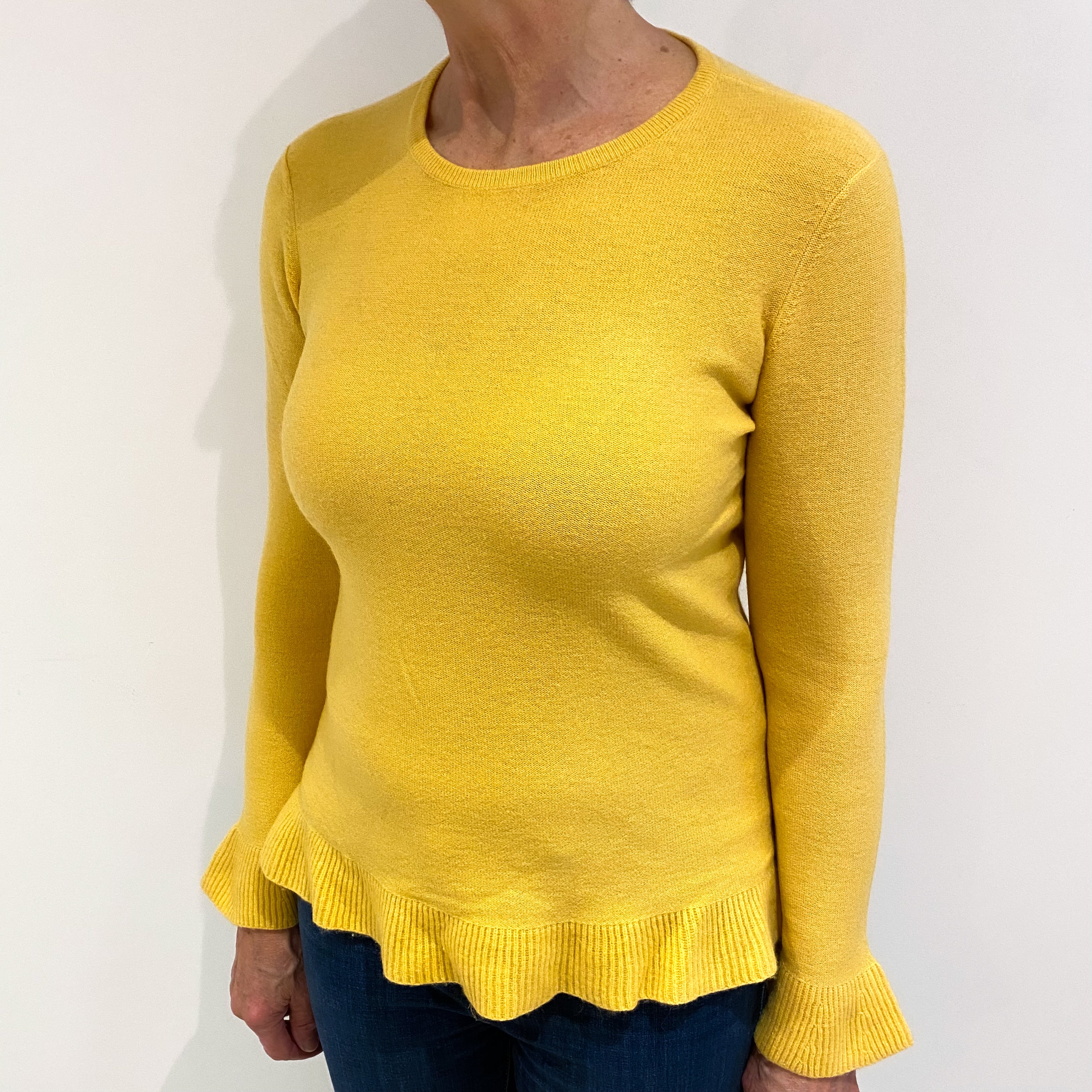 Sunflower Yellow Cashmere Crew Neck Jumper Medium