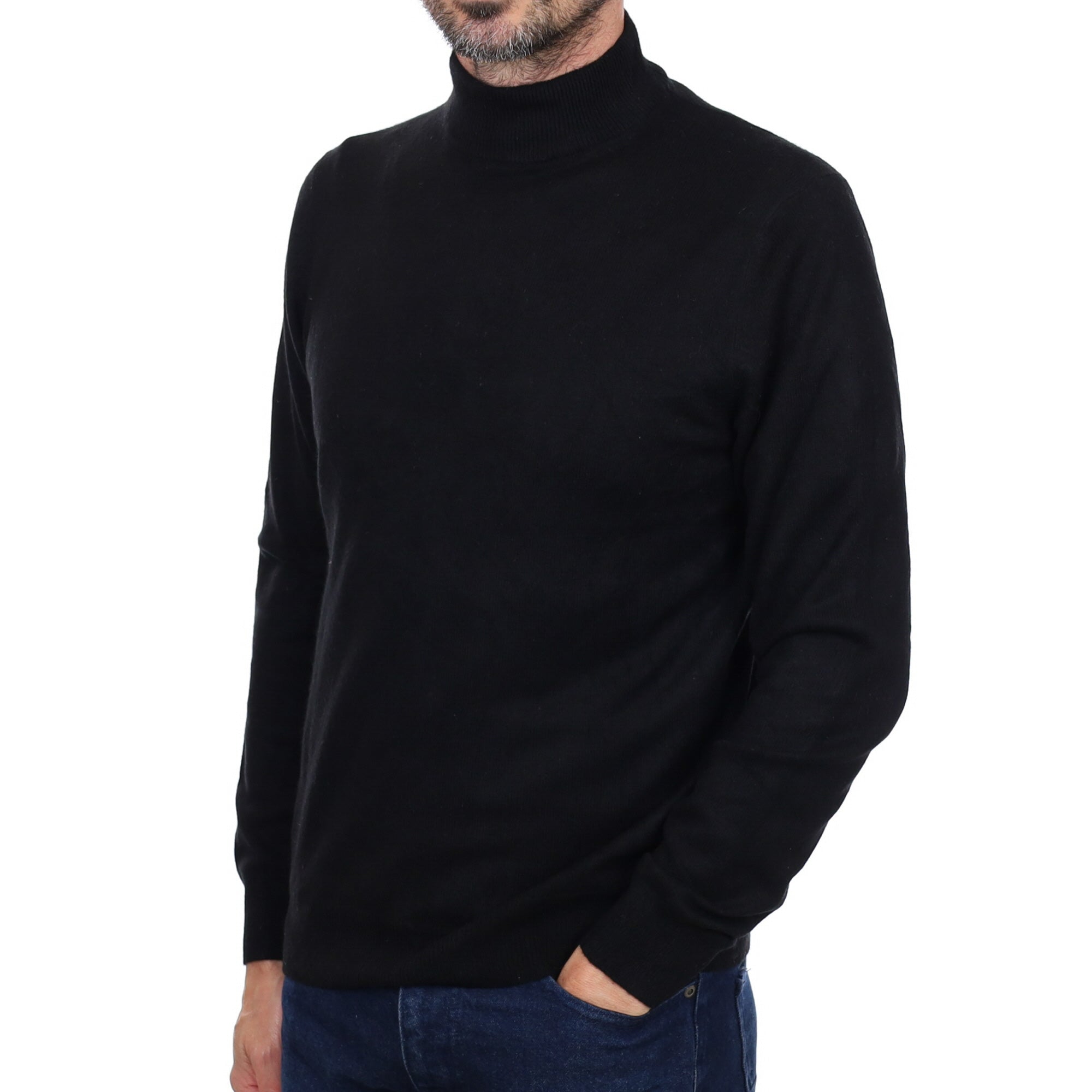 Men's Black Cashmere Turtle Neck Jumper Small