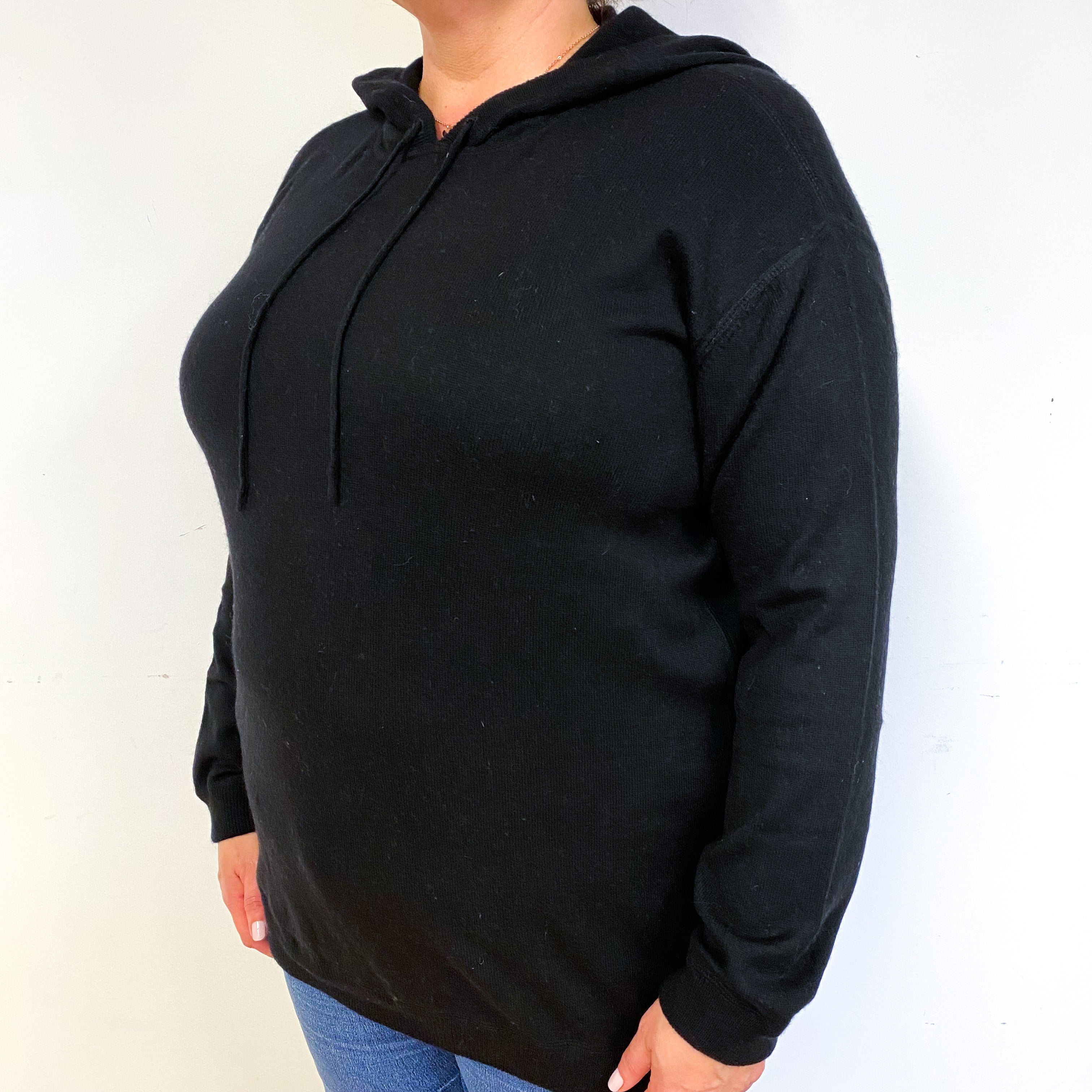 Black Cashmere Hoodie Jumper Extra Large Tall