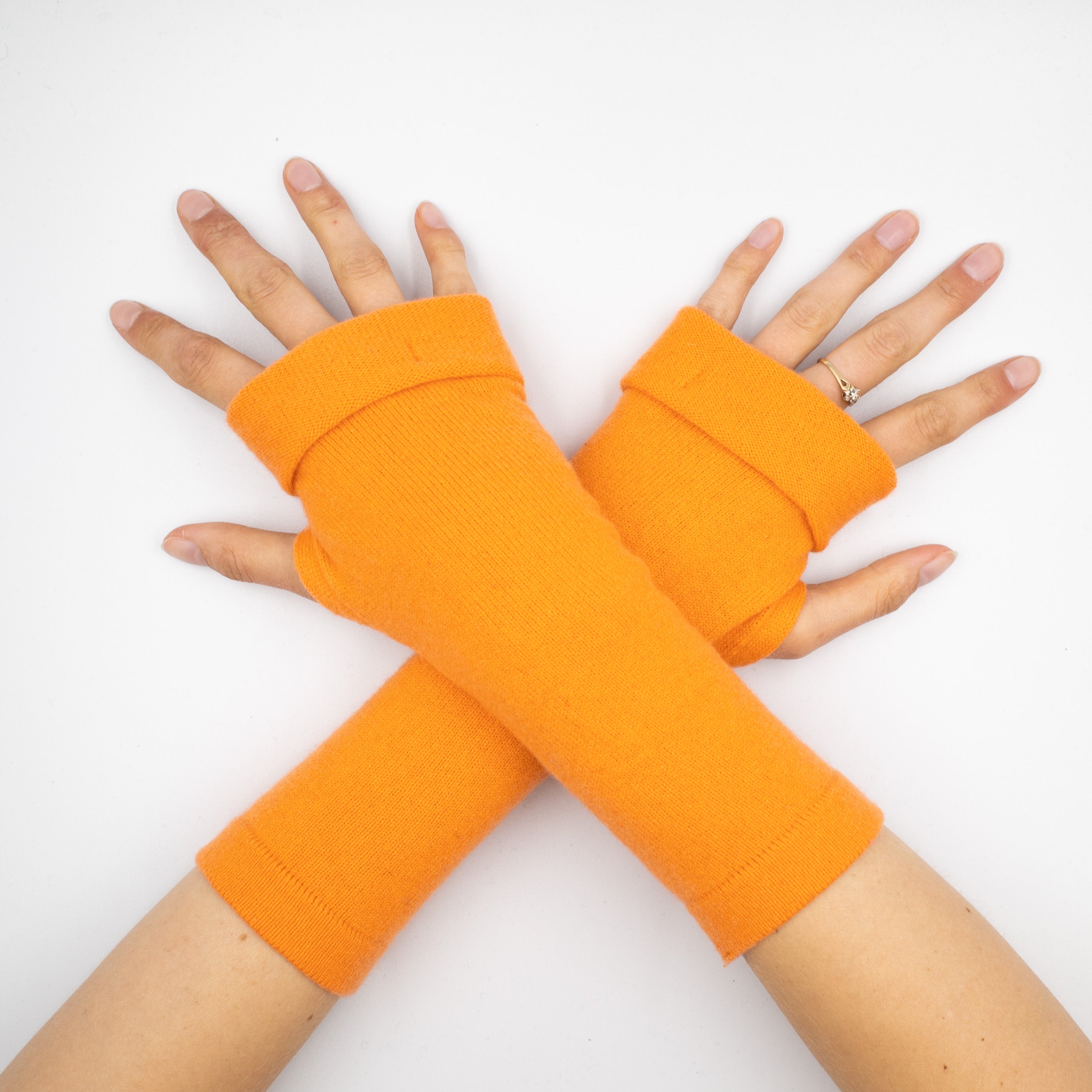 Sunset Orange Fingerless Gloves