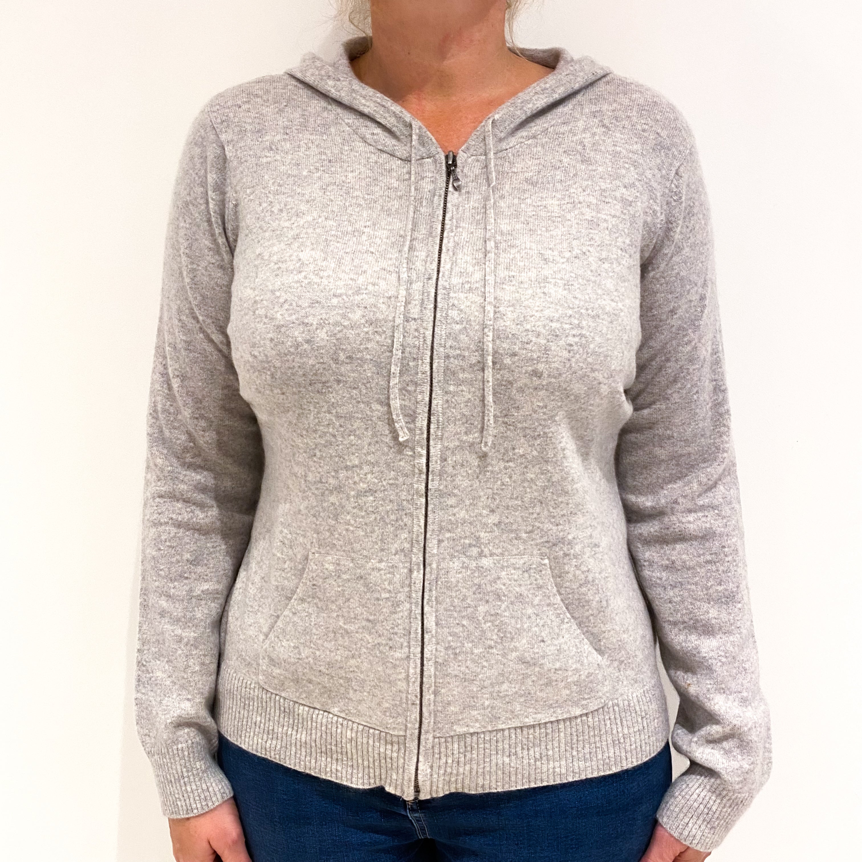 Smoke Grey Cashmere Hooded Jumper Large