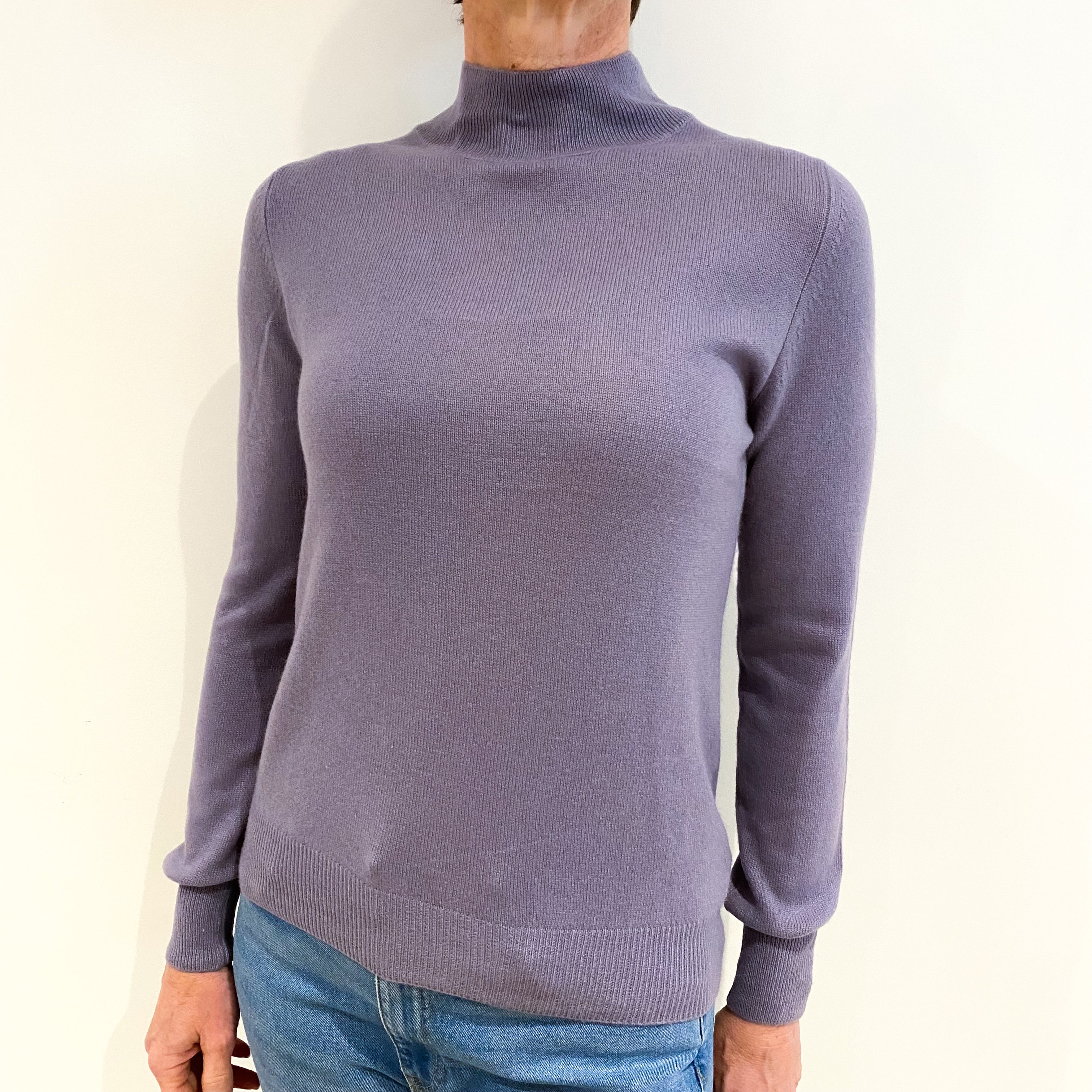 Dusky Purple Cashmere Turtle Neck Jumper Small