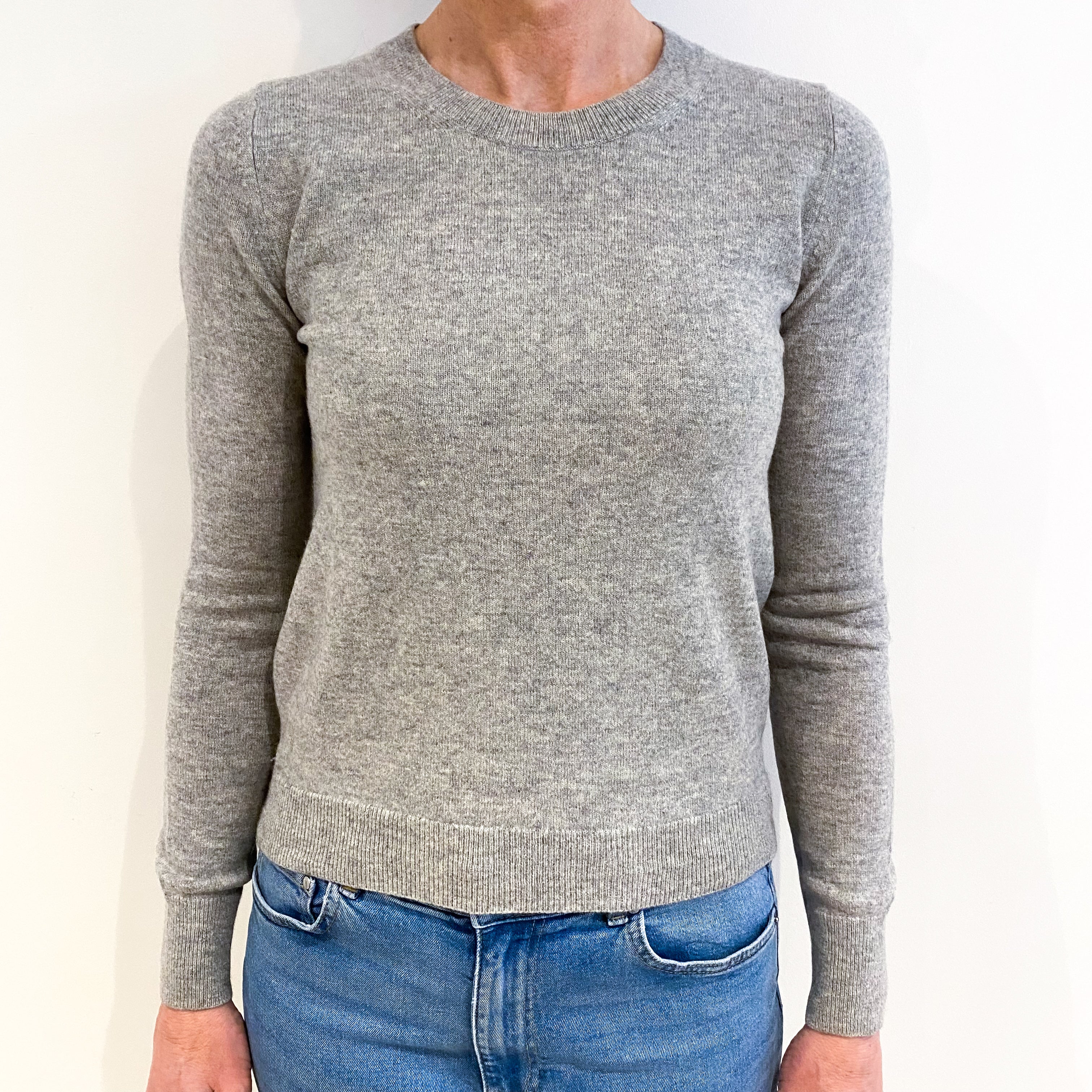 Smoke Grey Cashmere Crew Neck Jumper Small