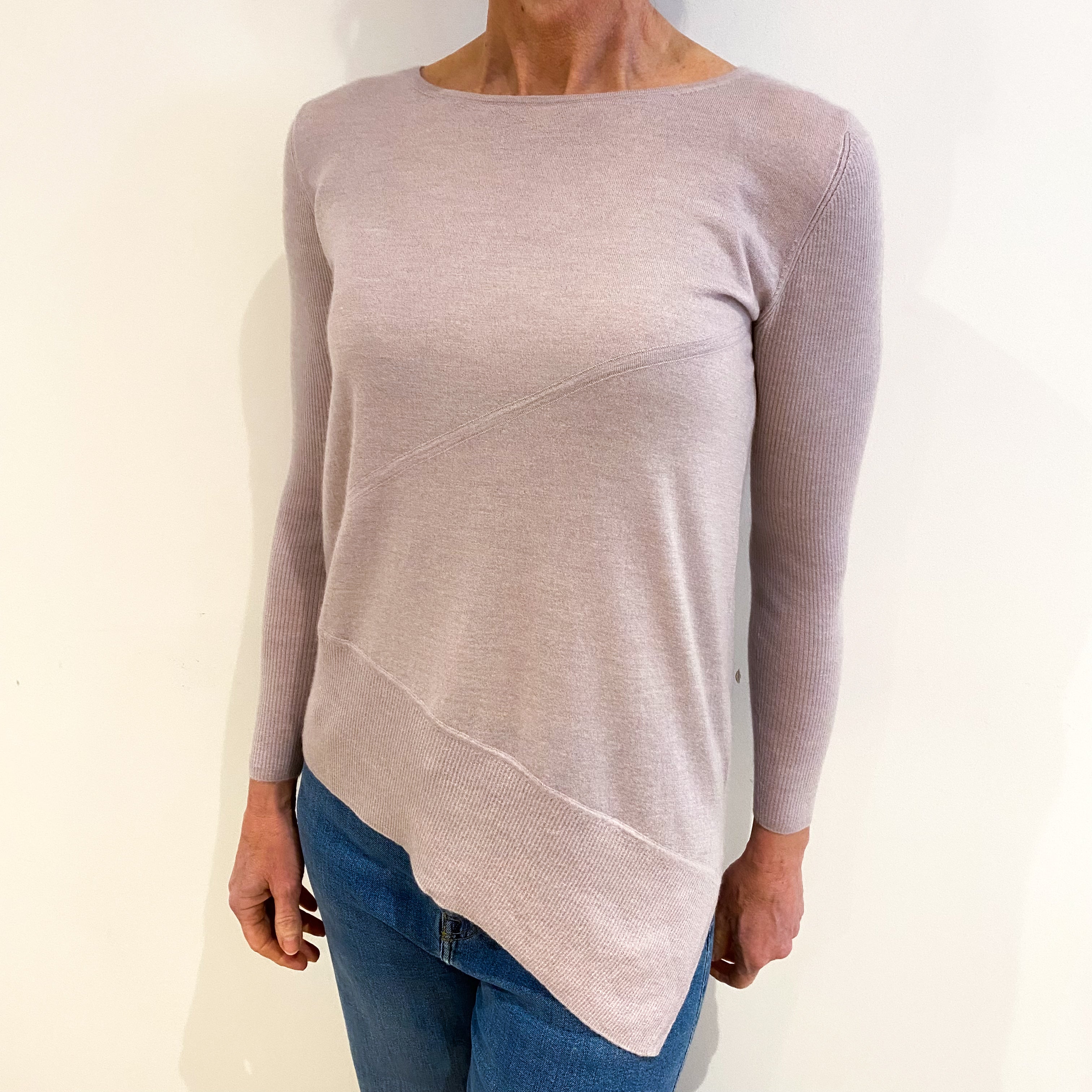 Dusty Rose Pink Cashmere Crew Neck Jumper Small