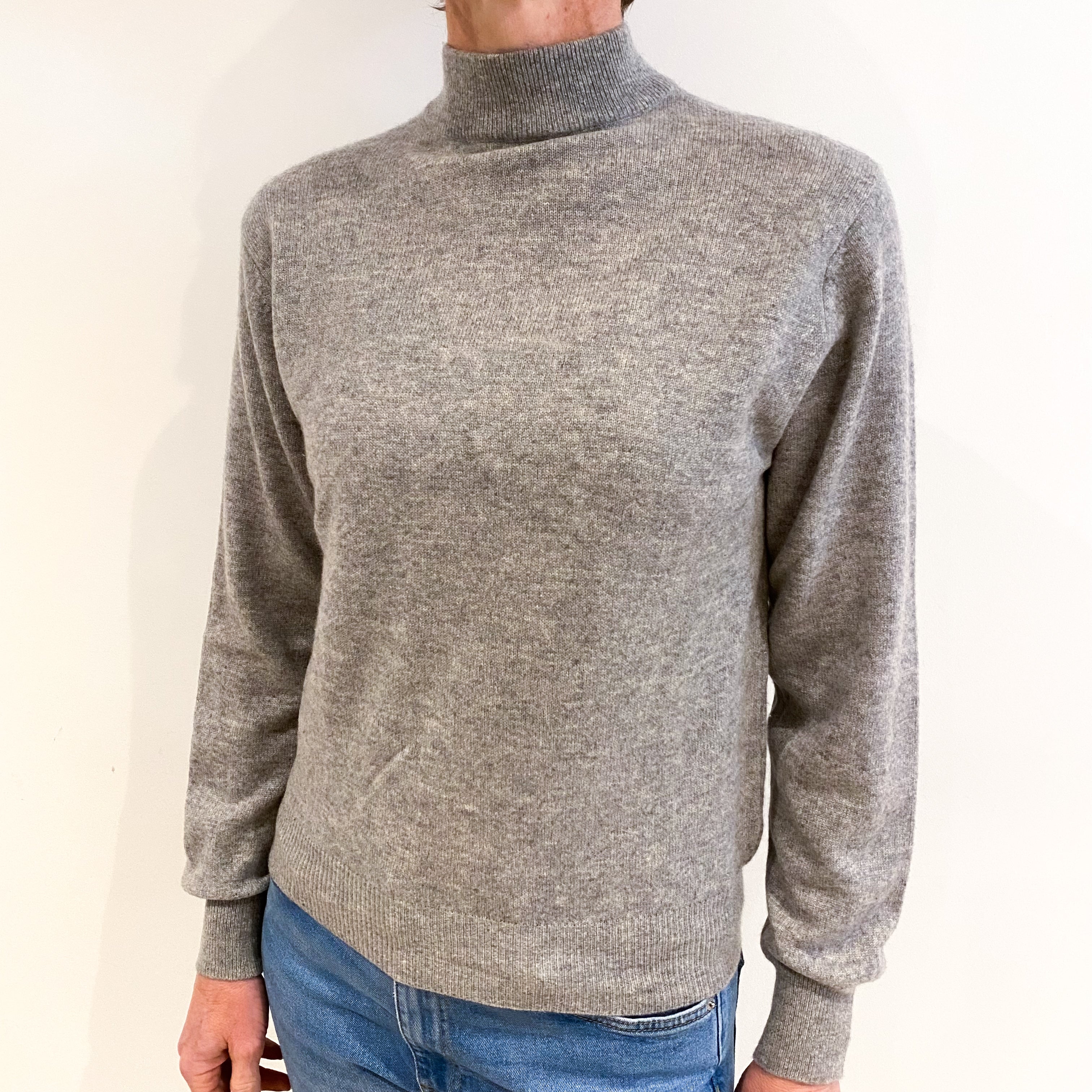 Smoke Grey Cashmere Turtle Neck Jumper Small