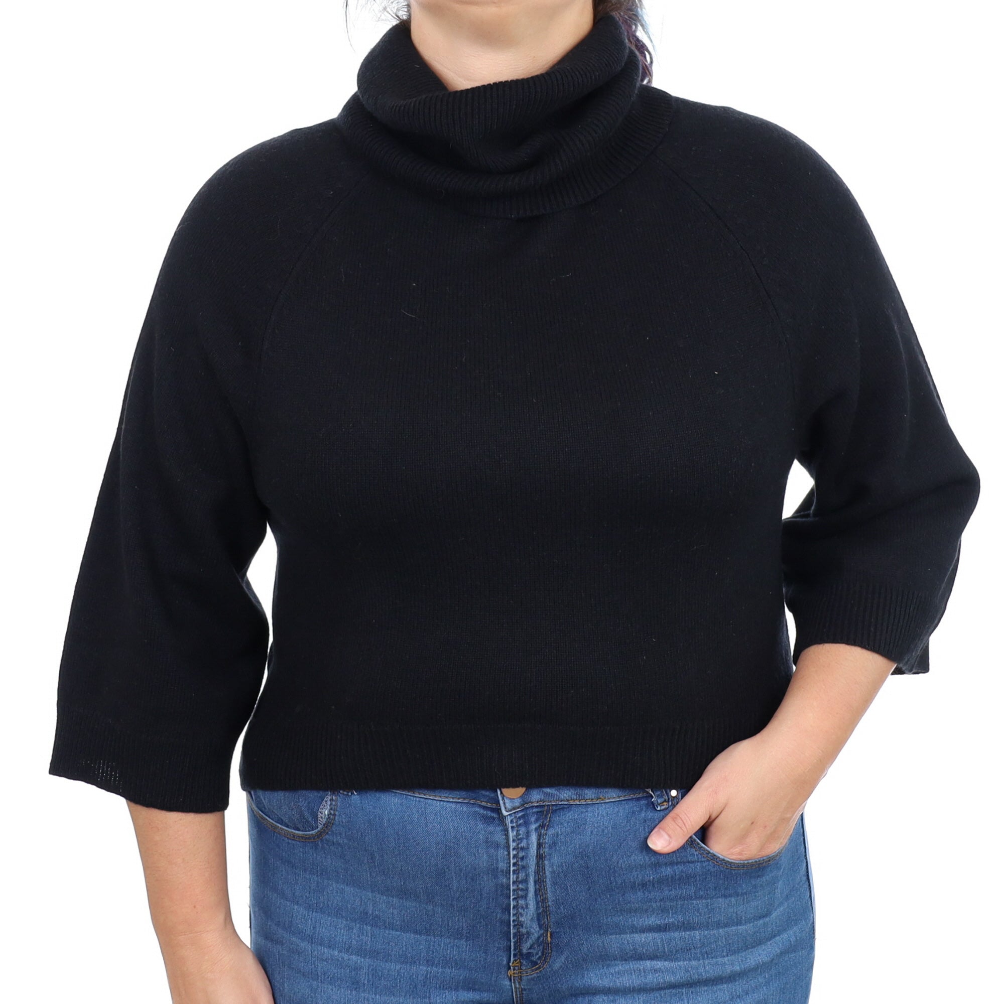 Black Cashmere Cowl Neck Jumper Large