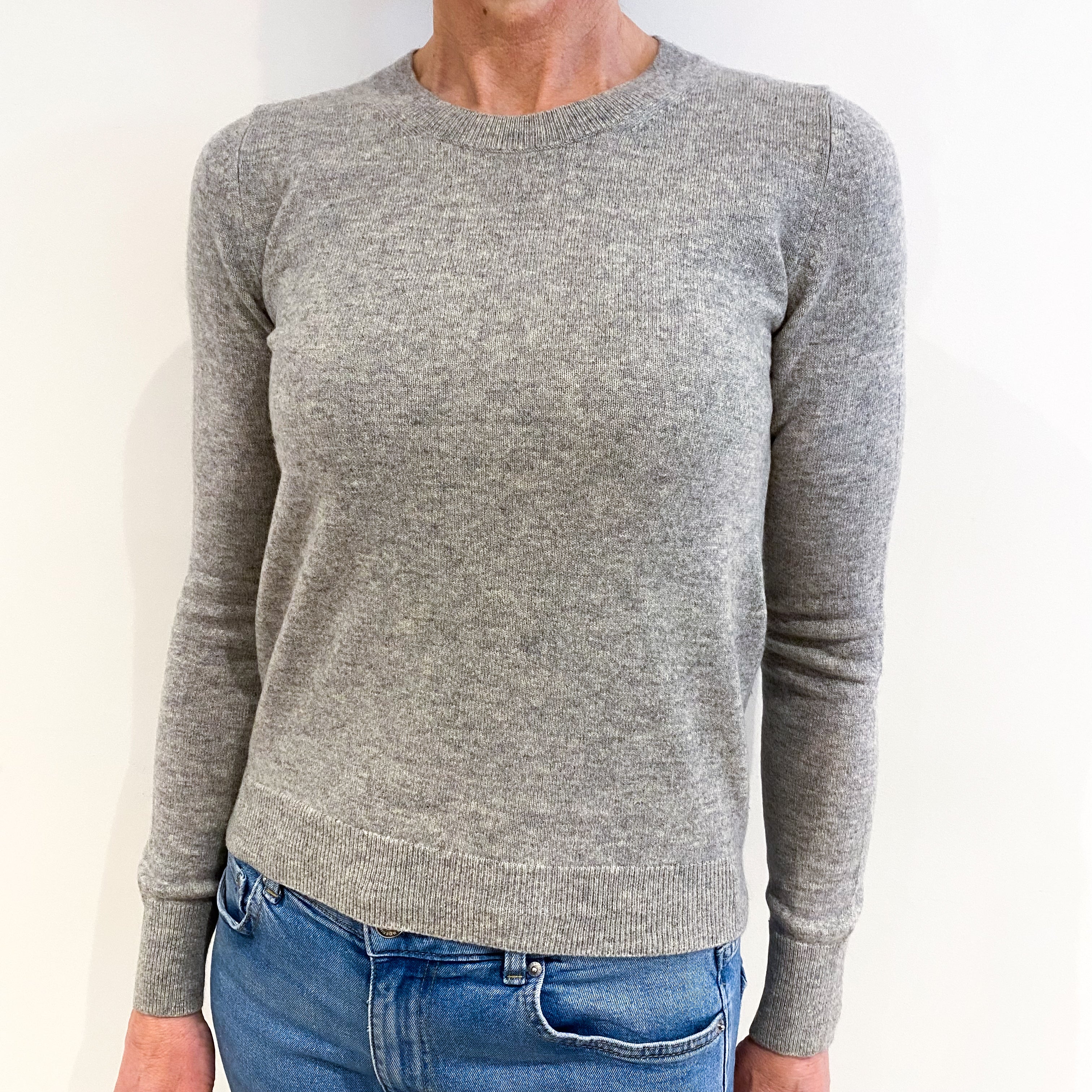 Smoke Grey Cashmere Crew Neck Jumper Small