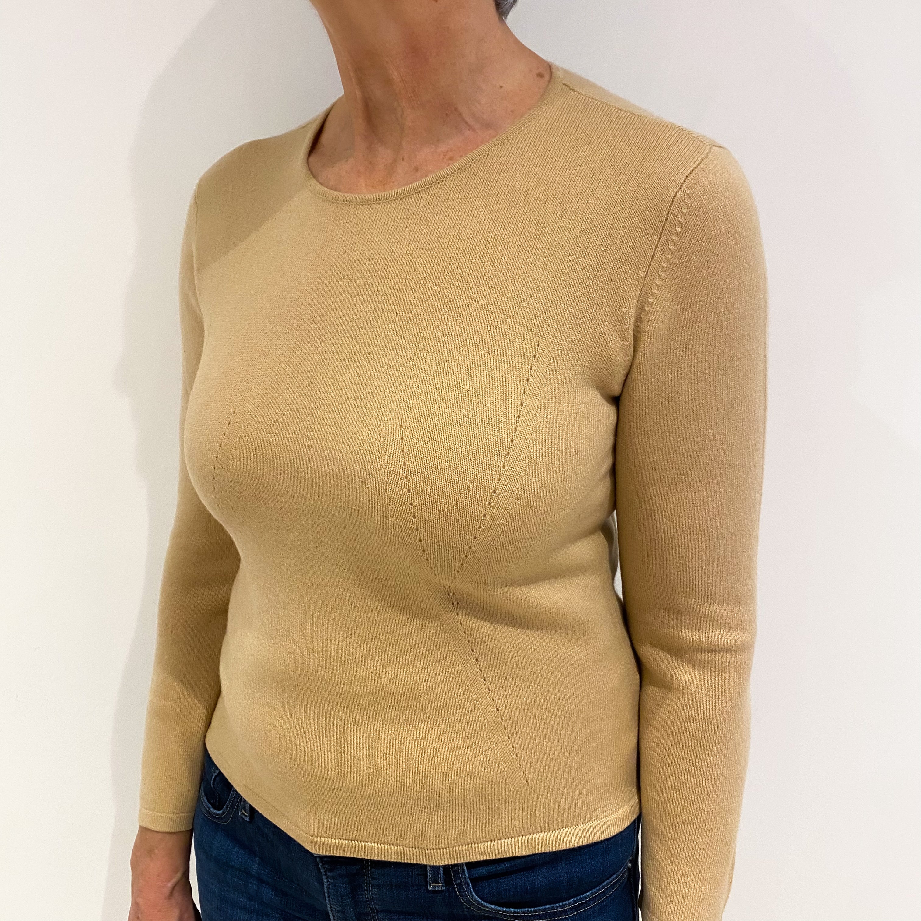 Caramel Brown Cashmere Crew Neck Jumper Medium