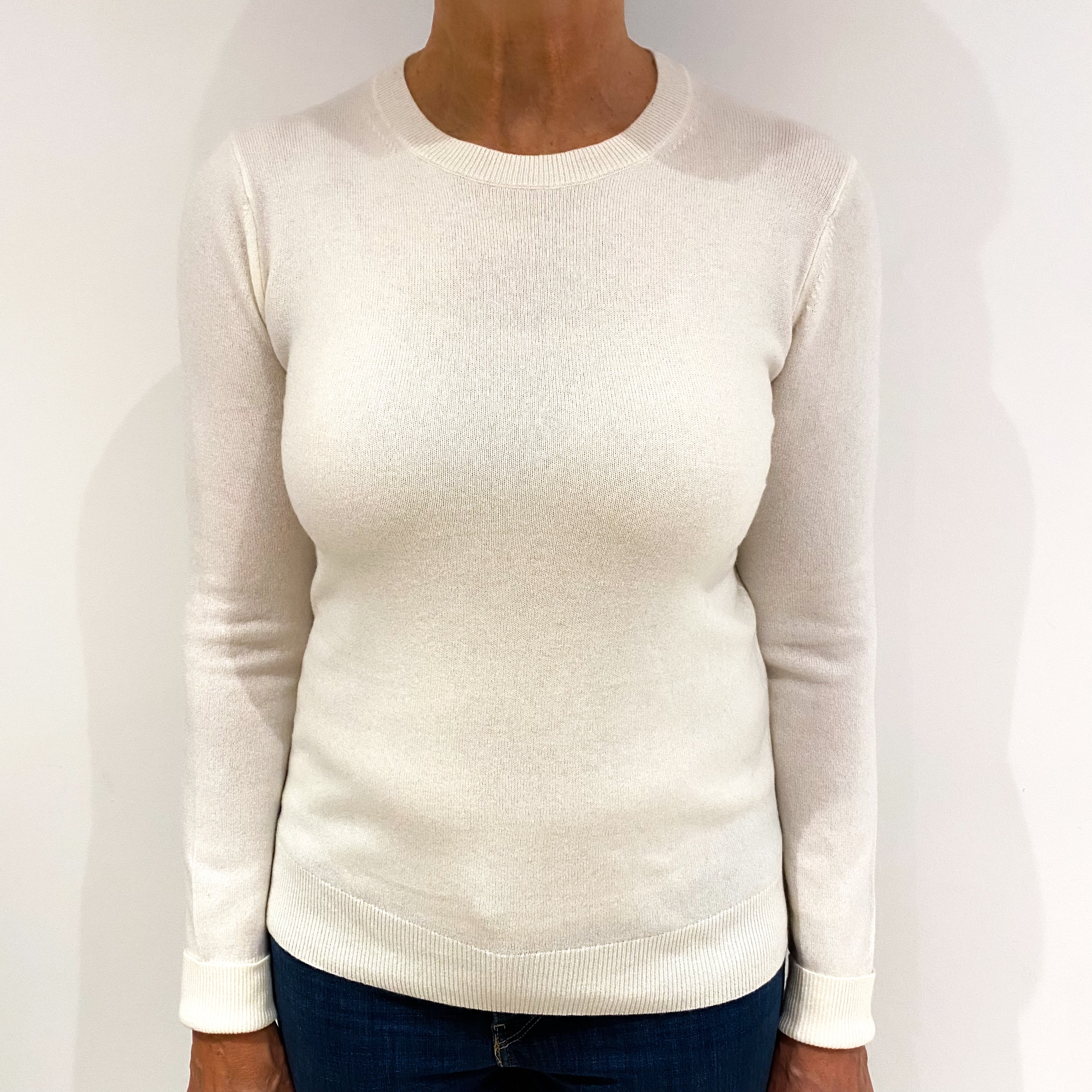 Winter White Cashmere Crew Neck Jumper Medium