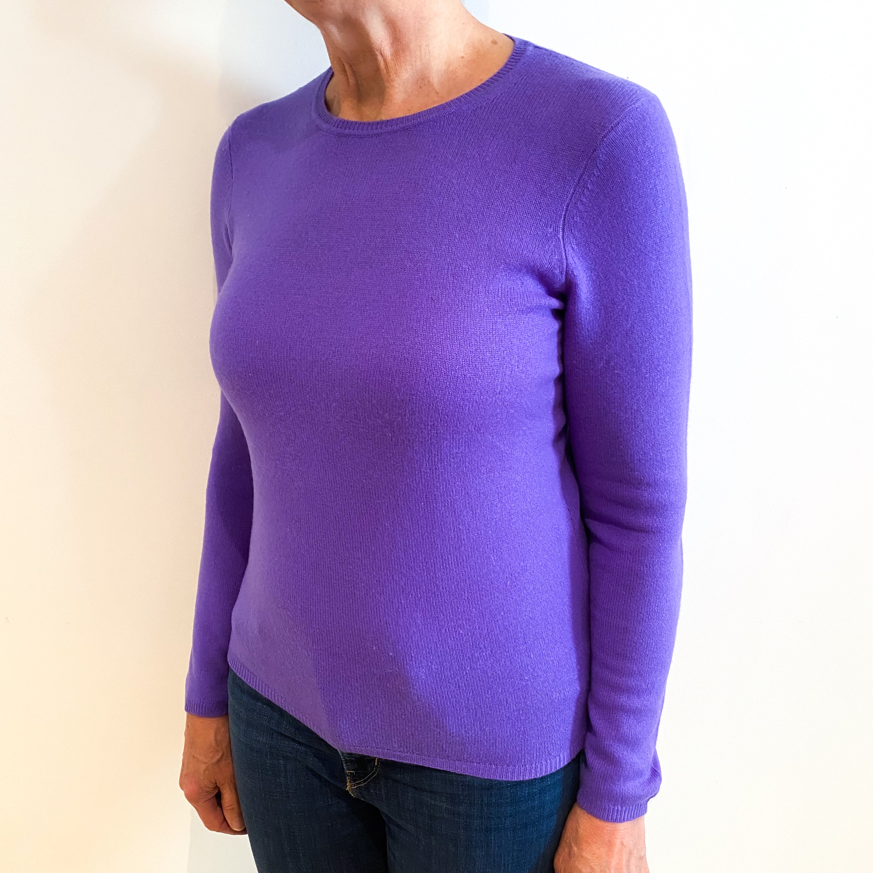 Wisteria Purple Cashmere Crew Neck Jumper Medium