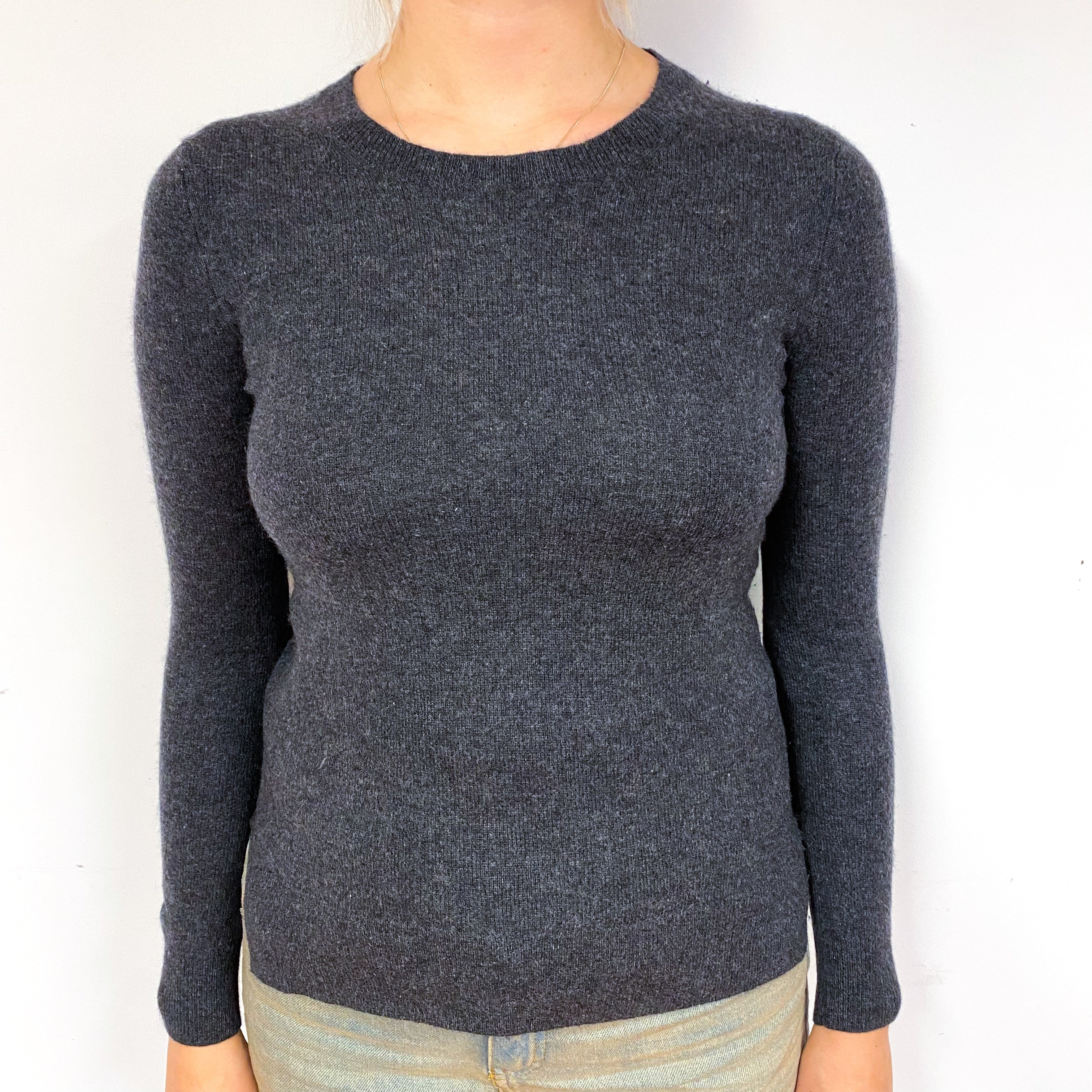 Charcoal Grey Cashmere Crew Neck Jumper Small/Petite