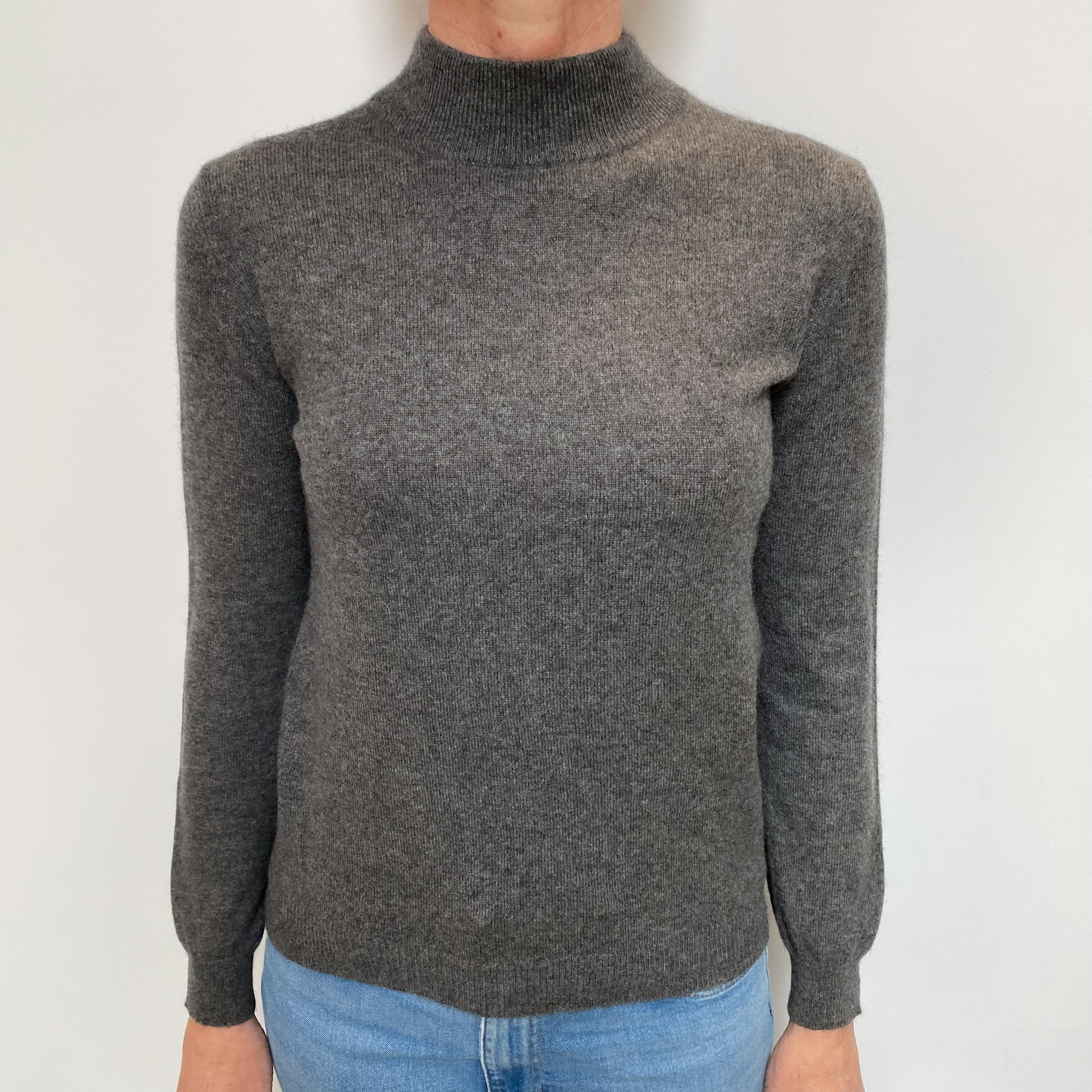 Slate Grey Cashmere Turtle Neck Jumper Small