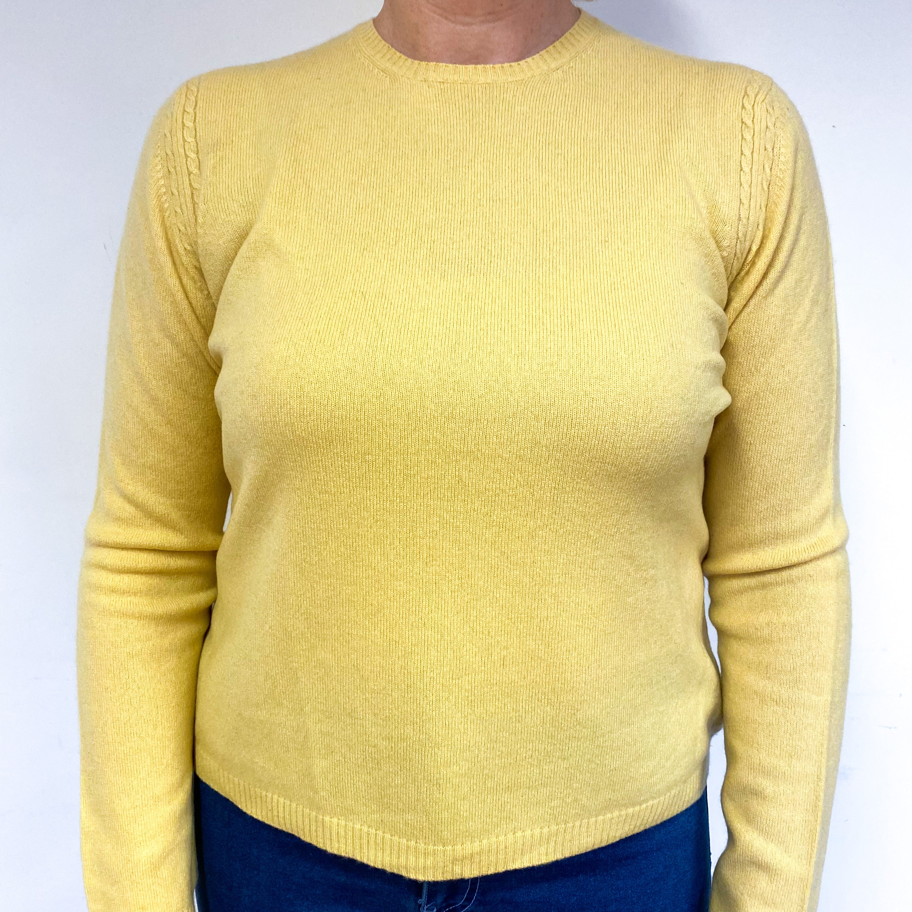 Lemon Yellow Cashmere Crew Neck Jumper Large