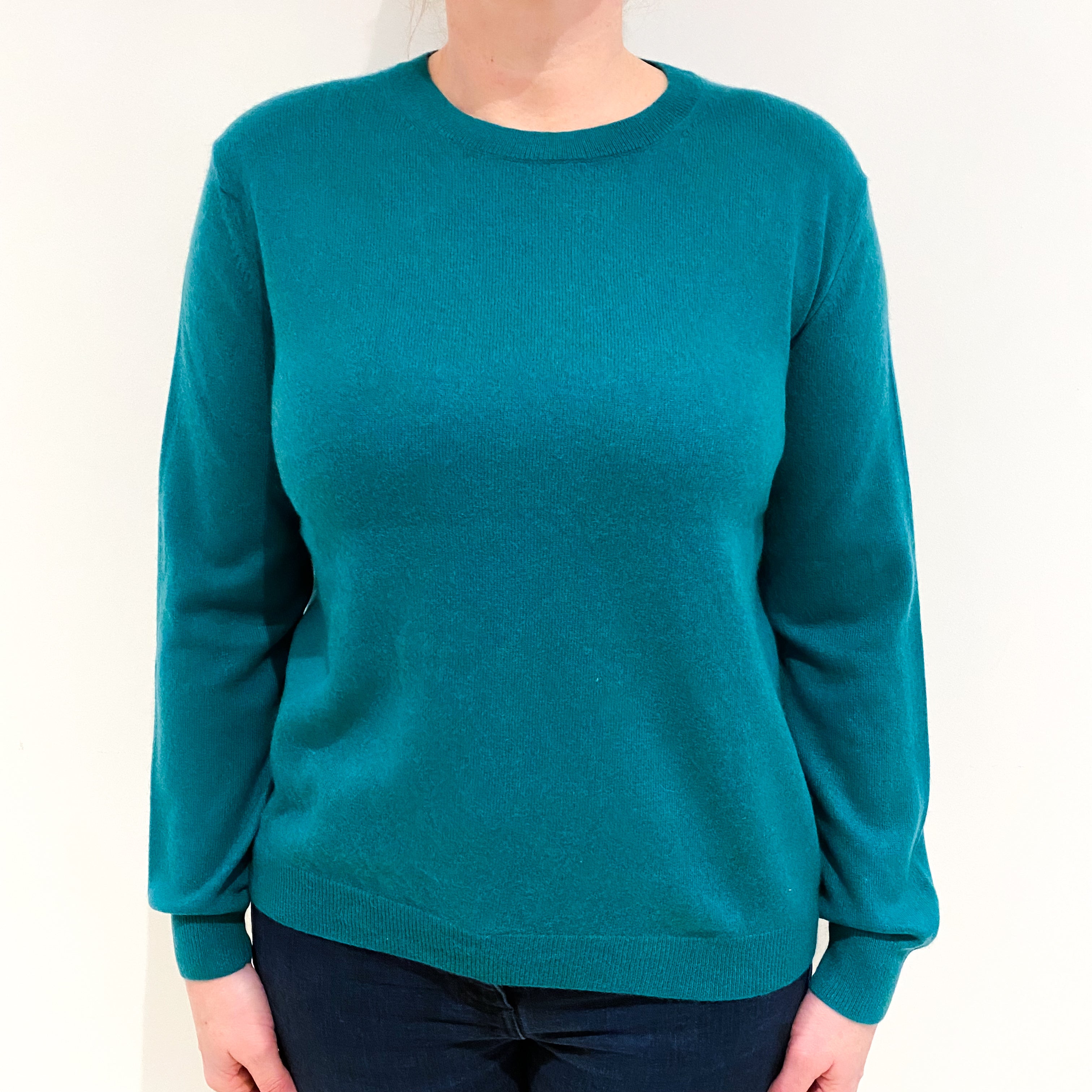 Shamrock Green Cashmere Crew Neck Jumper Large