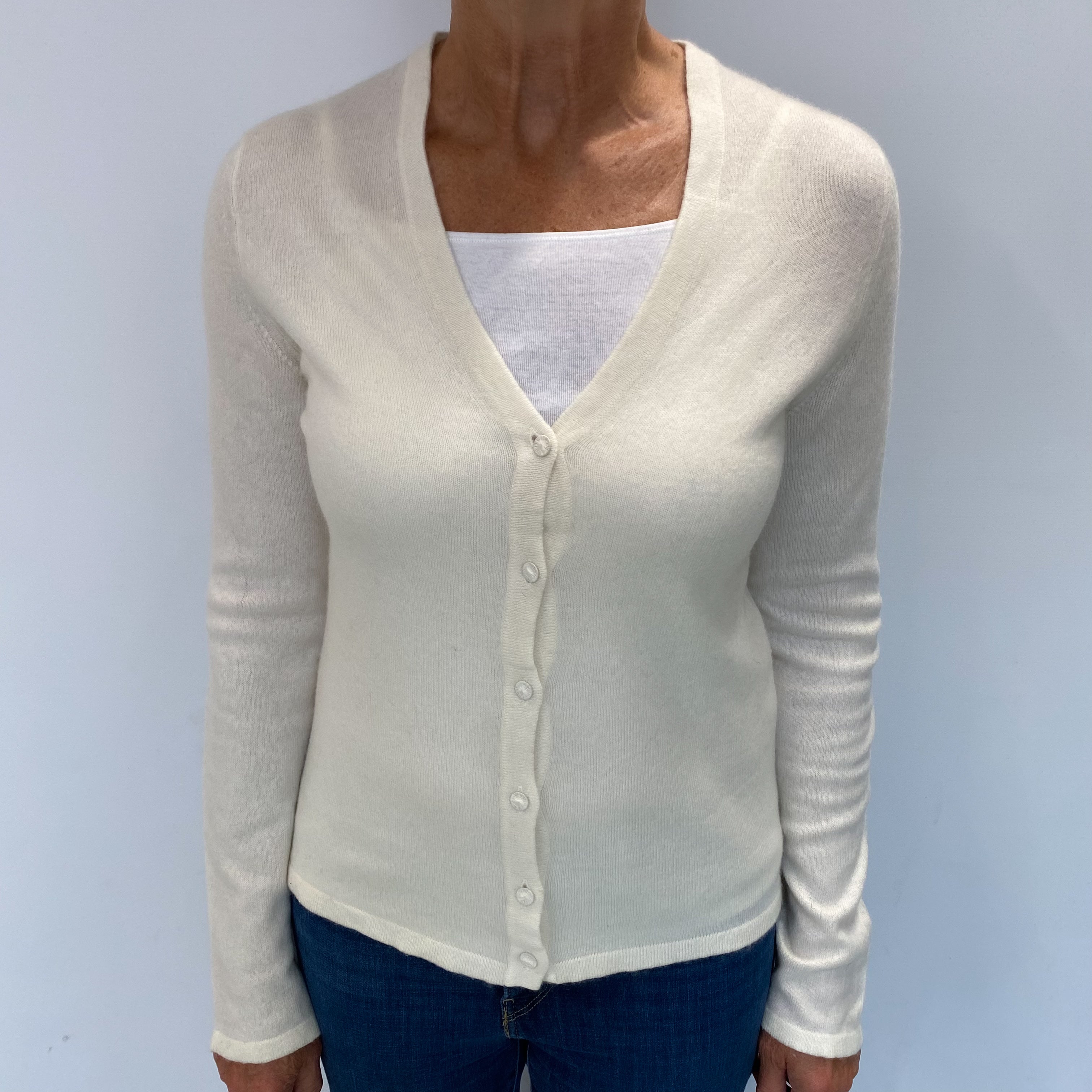 Pringle Vanilla Cream Cashmere V Neck Cardigan Medium