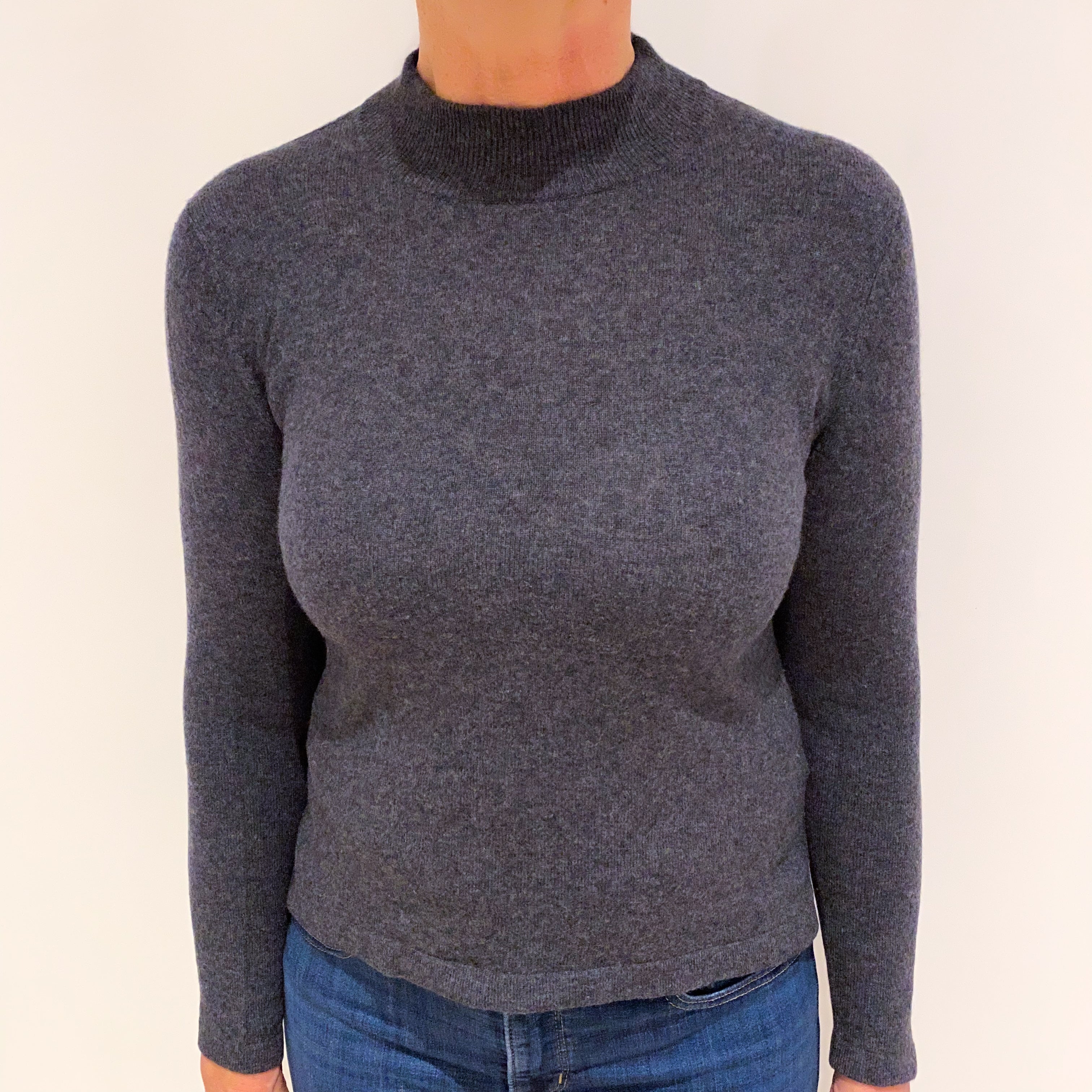 Dark Slate Grey Cashmere Turtle Neck Jumper Medium