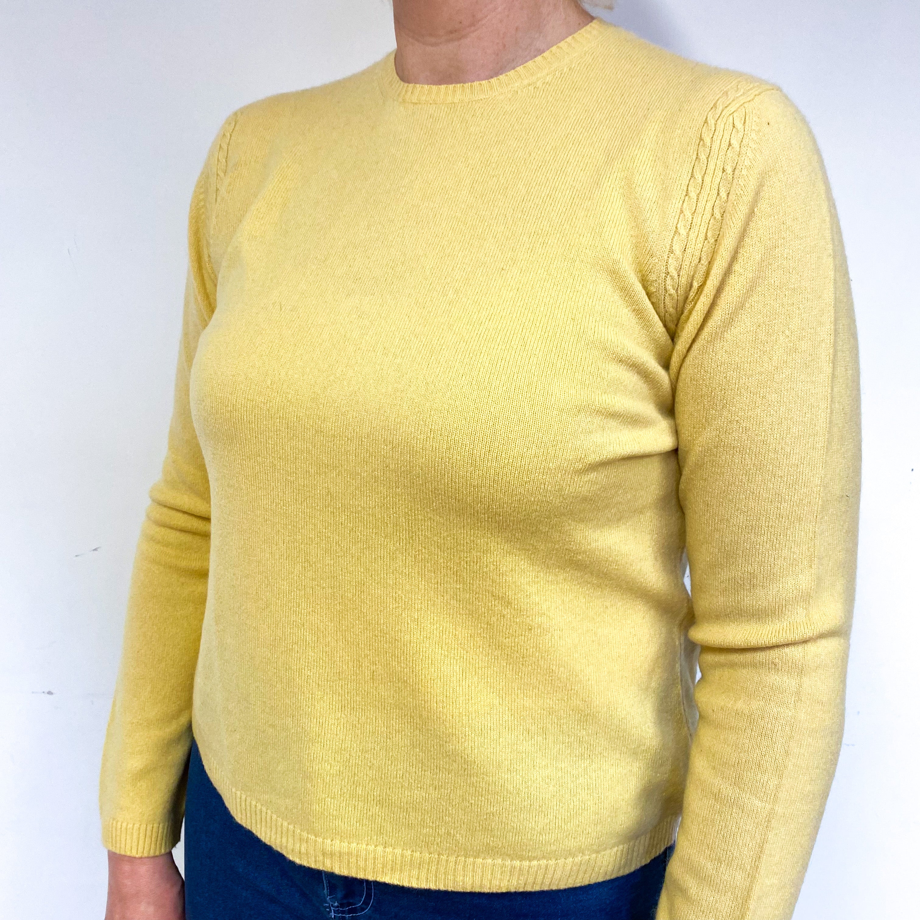 Lemon Yellow Cashmere Crew Neck Jumper Large