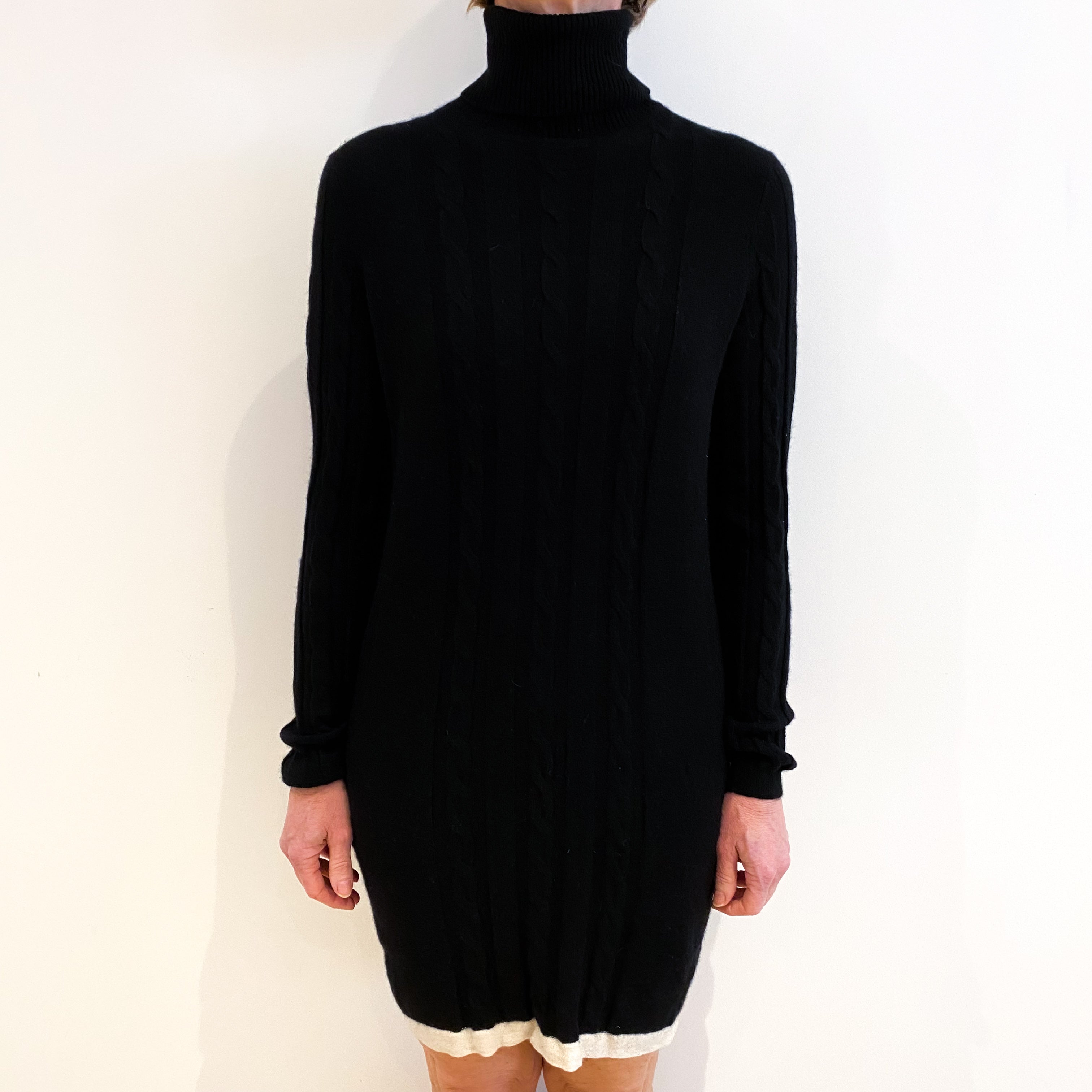 Black Cashmere Polo Neck Dress Small