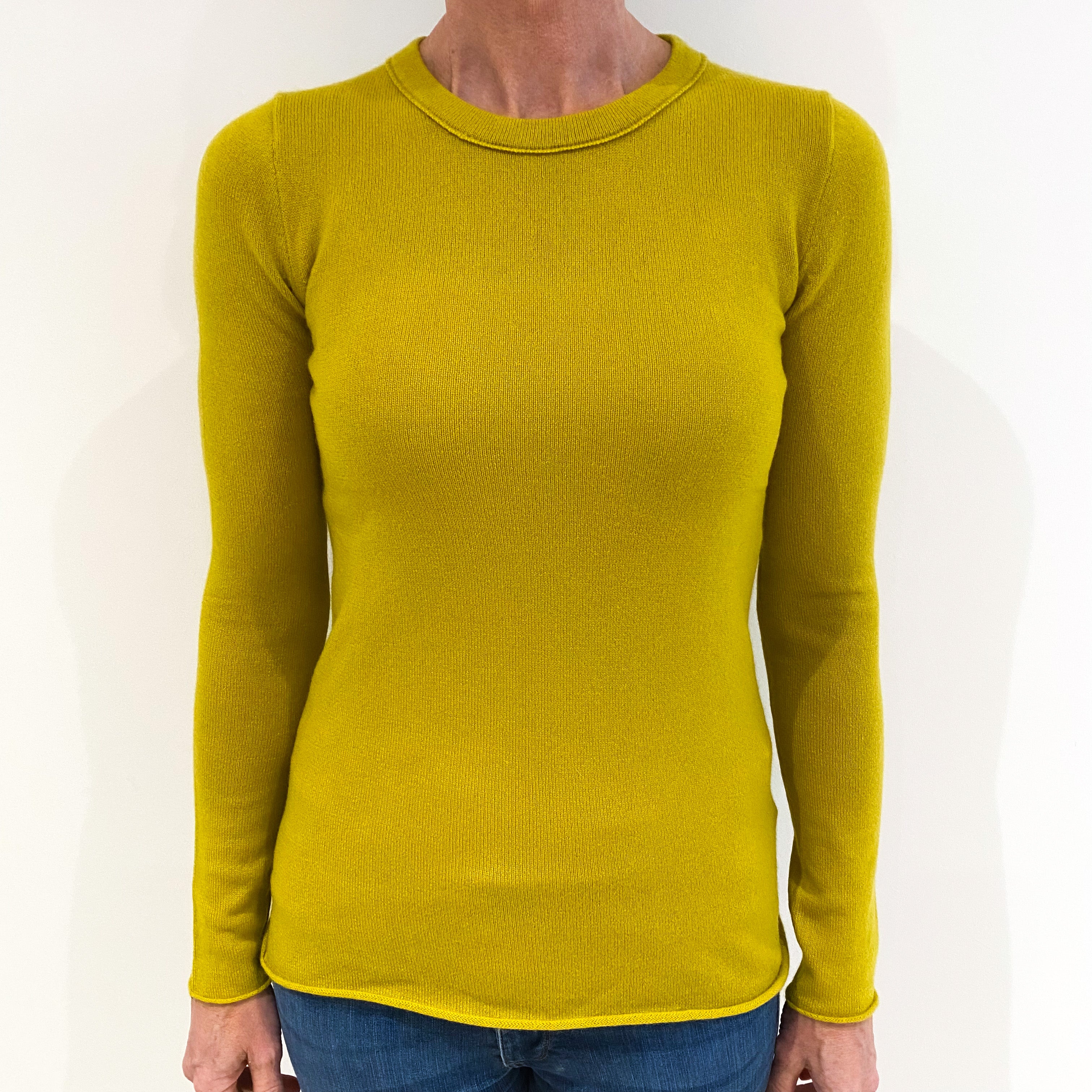 Mustard Yellow Cashmere Crew Neck Jumper Small