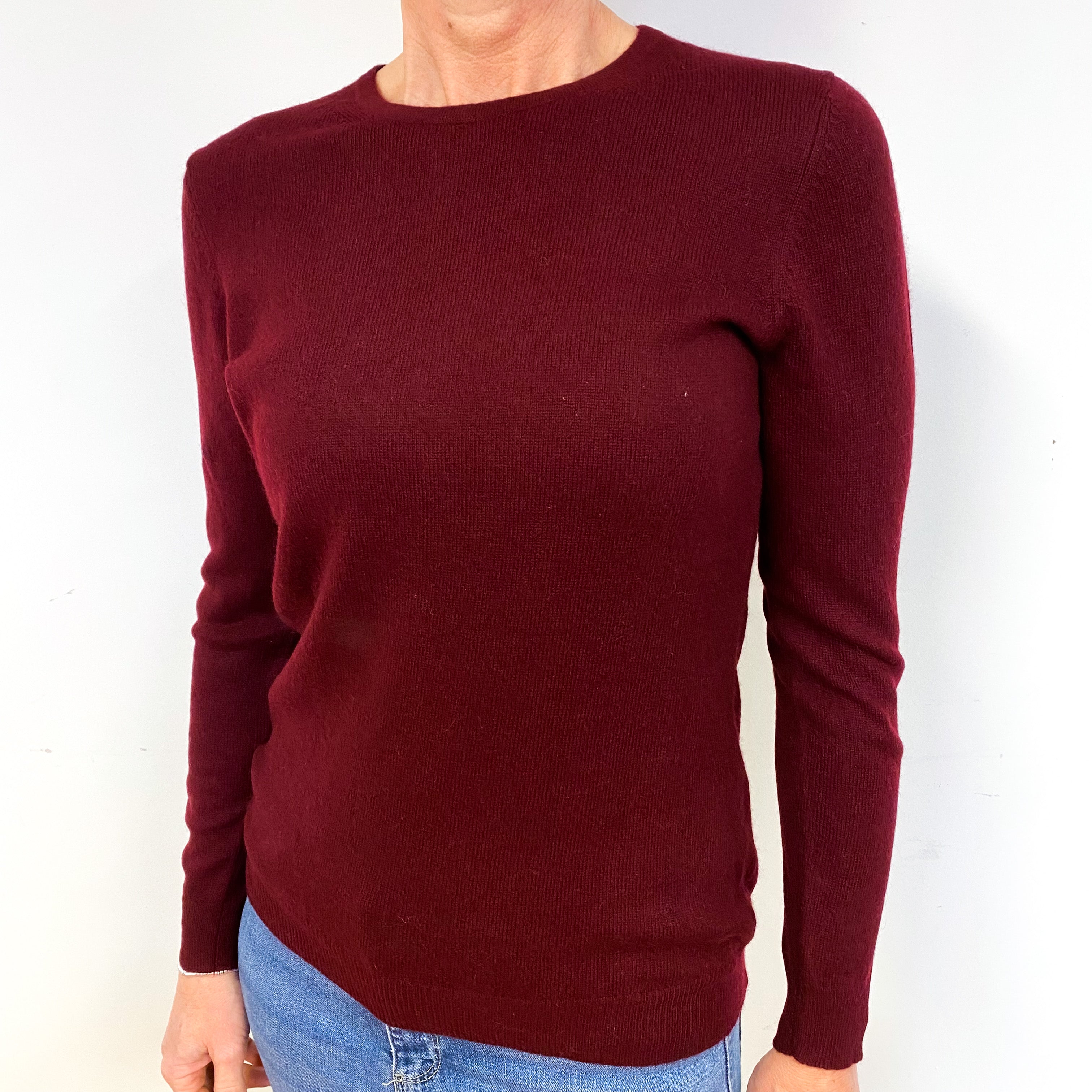 Wine Red Cashmere Crew Neck Jumper Medium