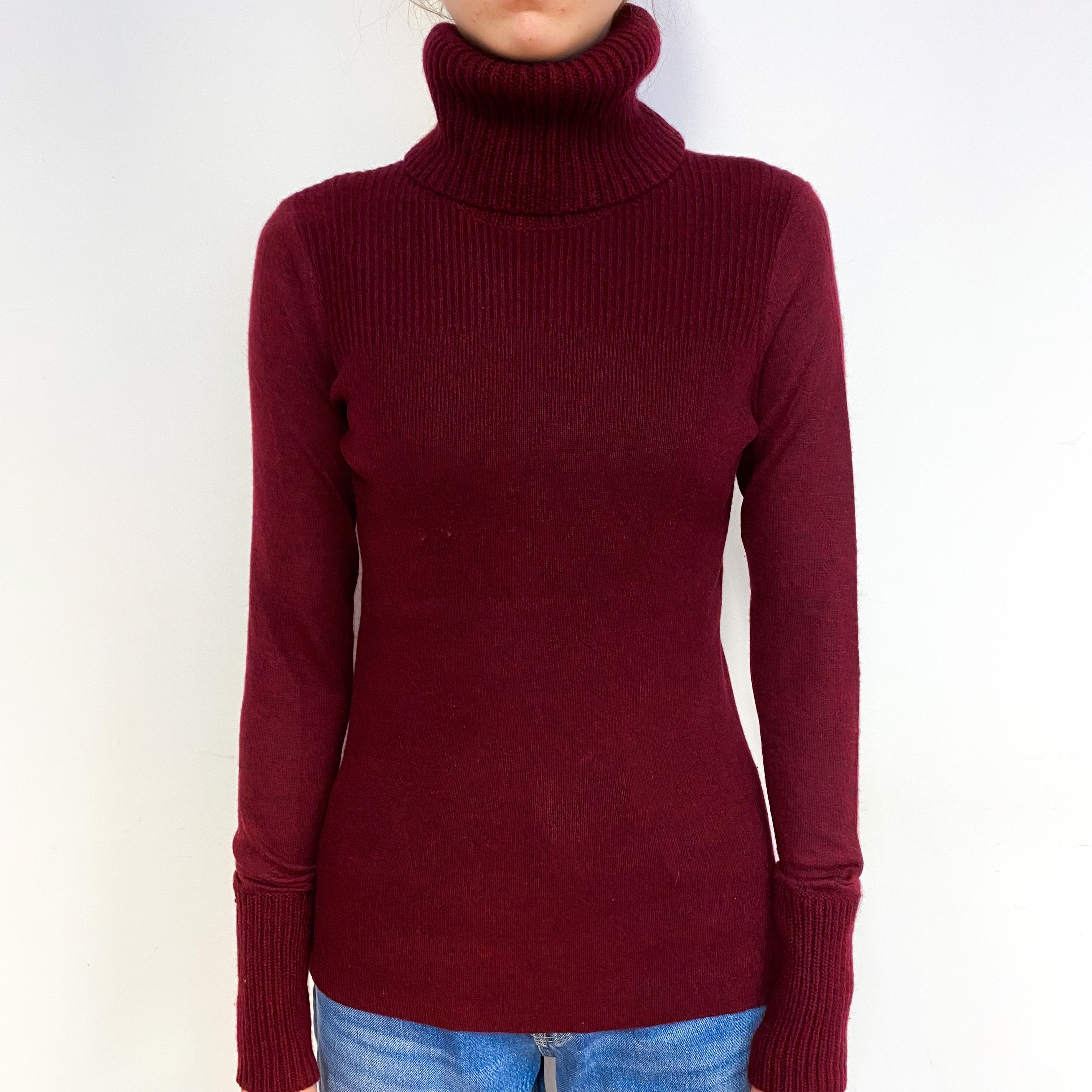 Veronica Beard Wine Red Cashmere Polo Neck Jumper Extra Small