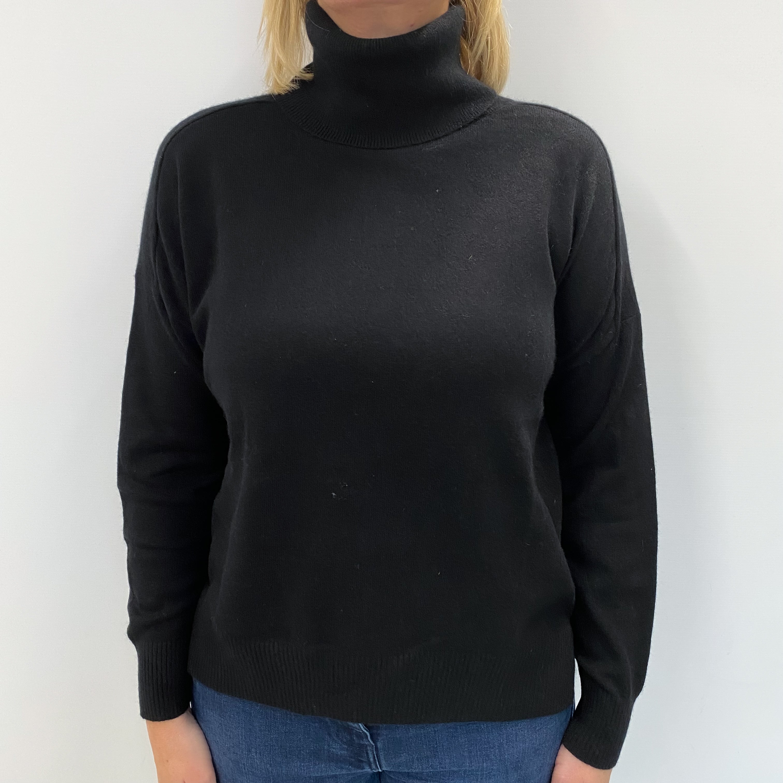 Whistles Black Cashmere Polo Neck Jumper Large