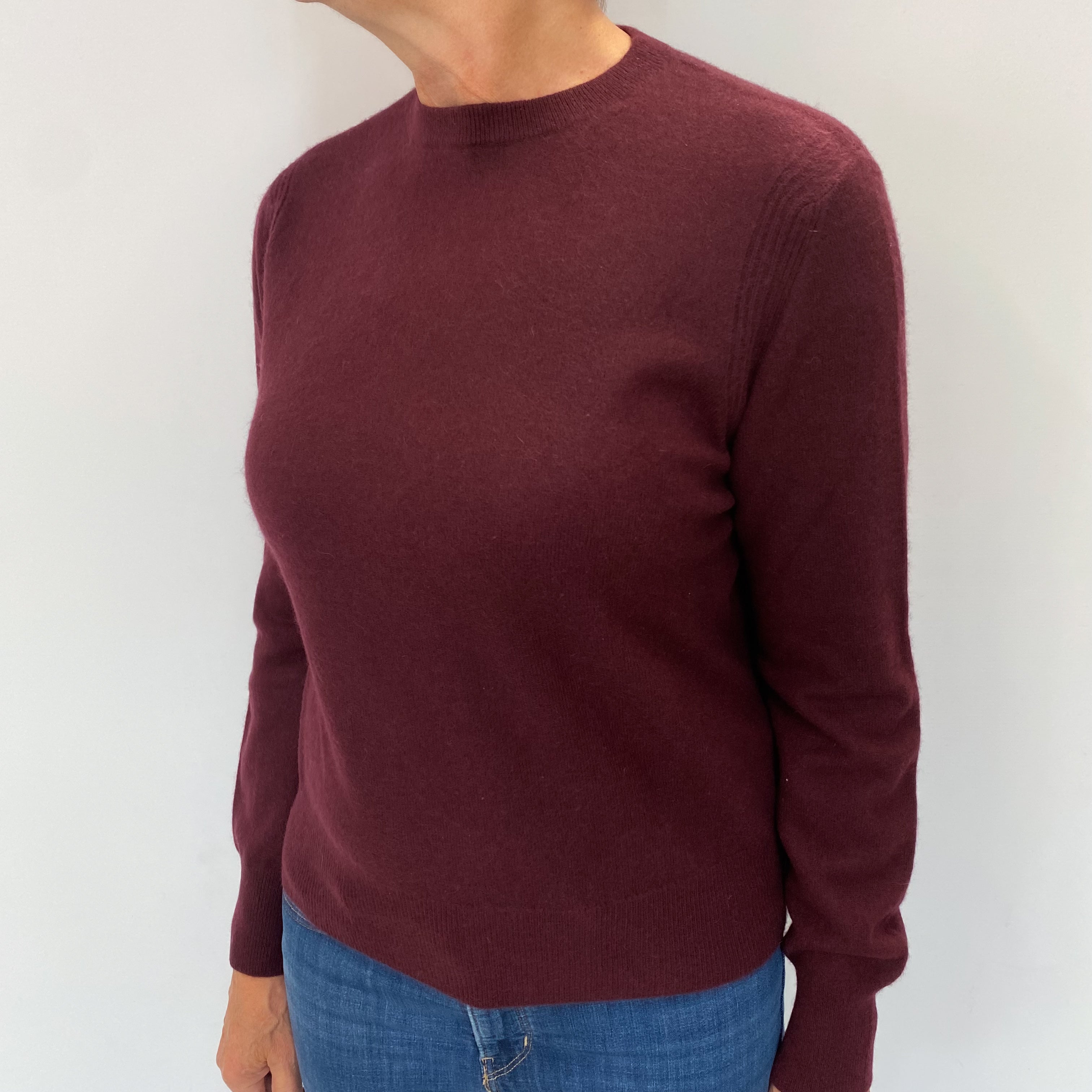 Wine Red Cashmere Crew Neck Jumper Medium