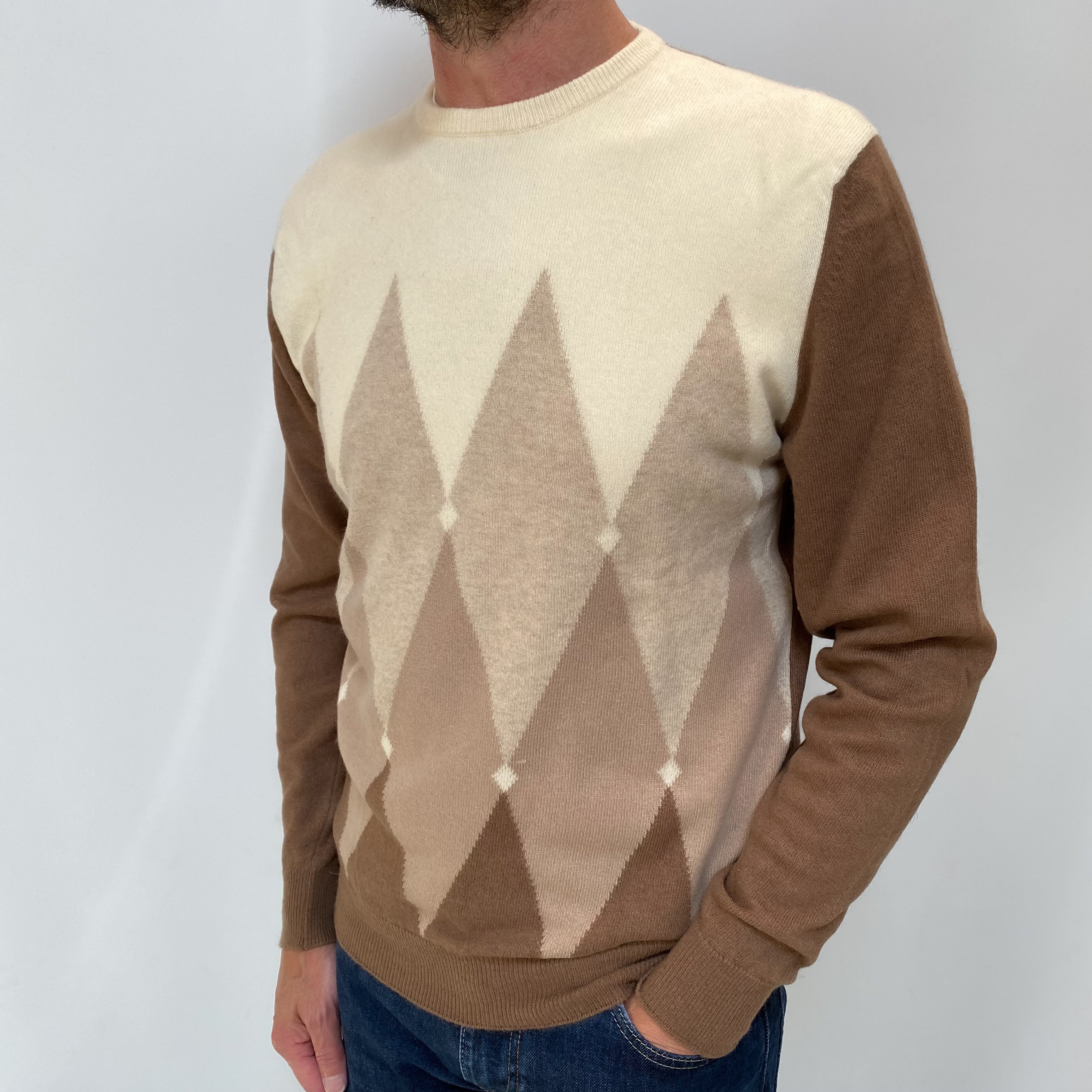 Men's Pringle Selfridges Toffee Cashmere Crew Neck Jumper Small