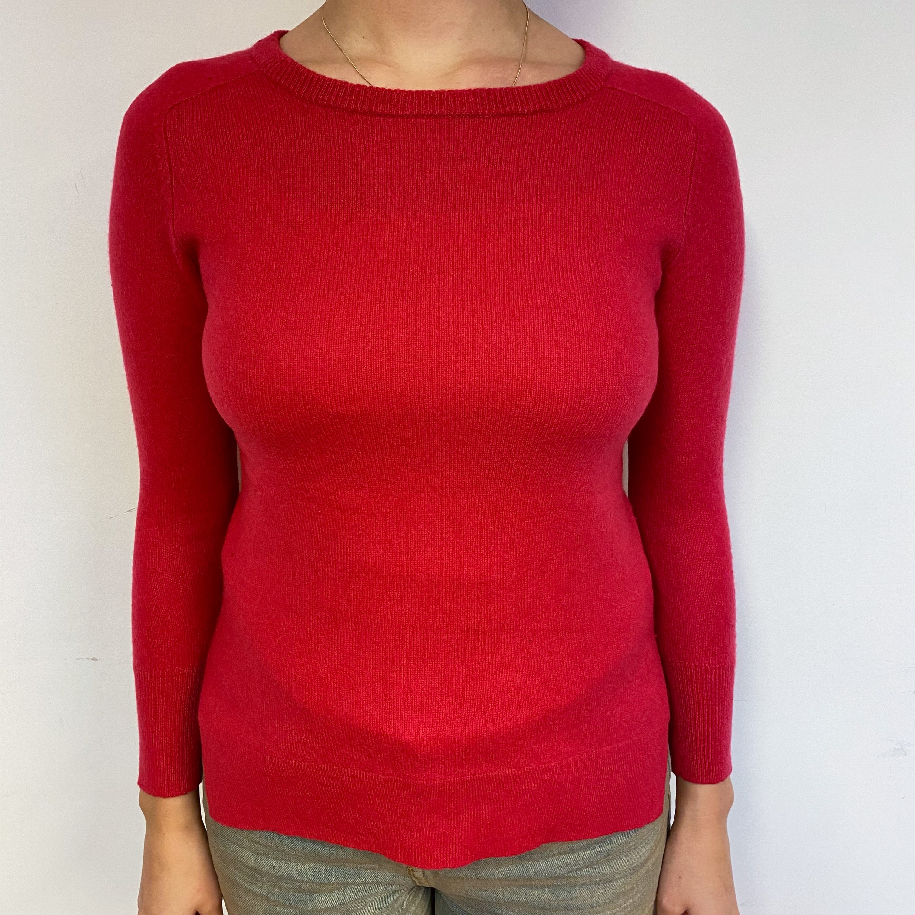 Cranberry Red Cashmere Crew Neck Jumper Small