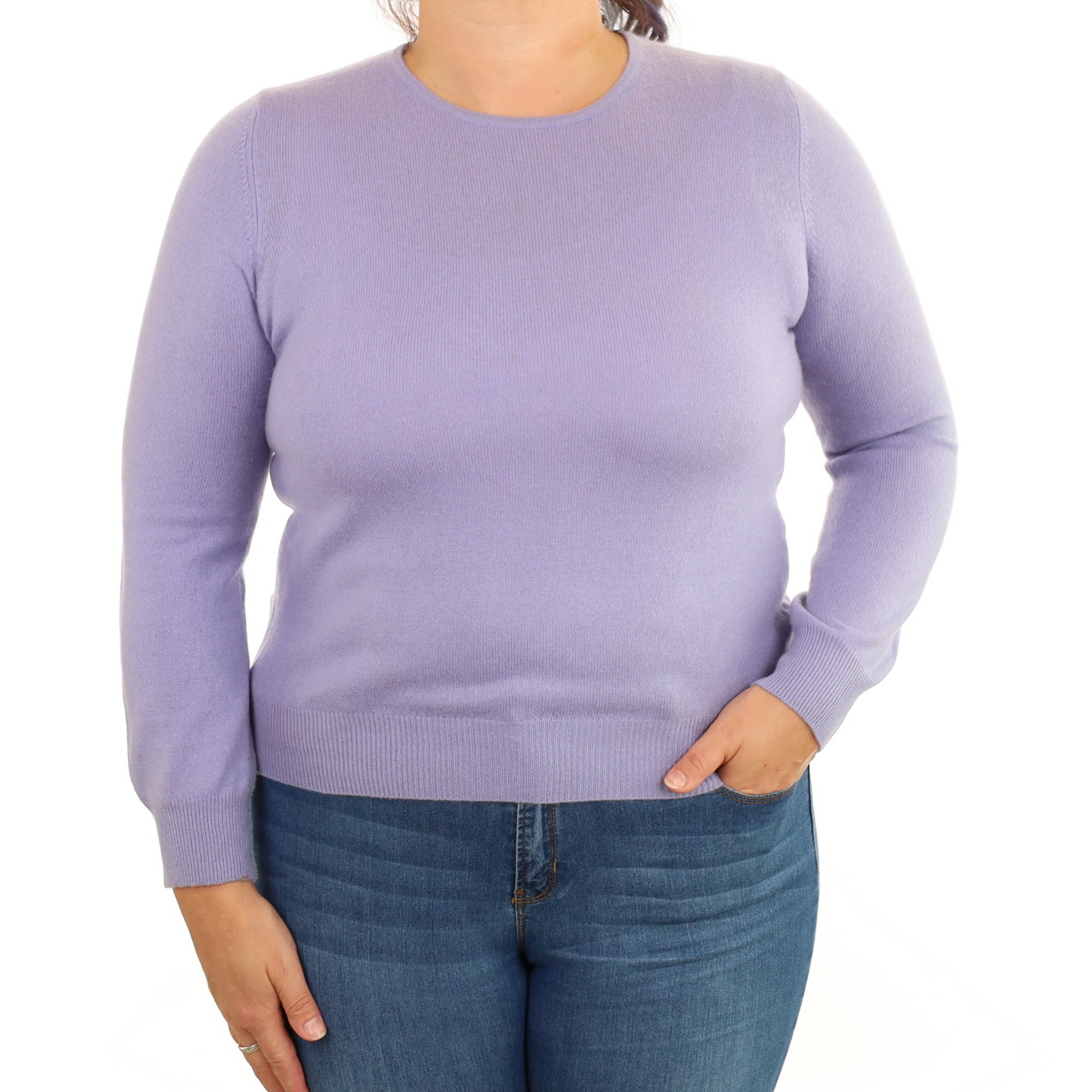 Lavender Purple Cashmere Crew Neck Jumper Large