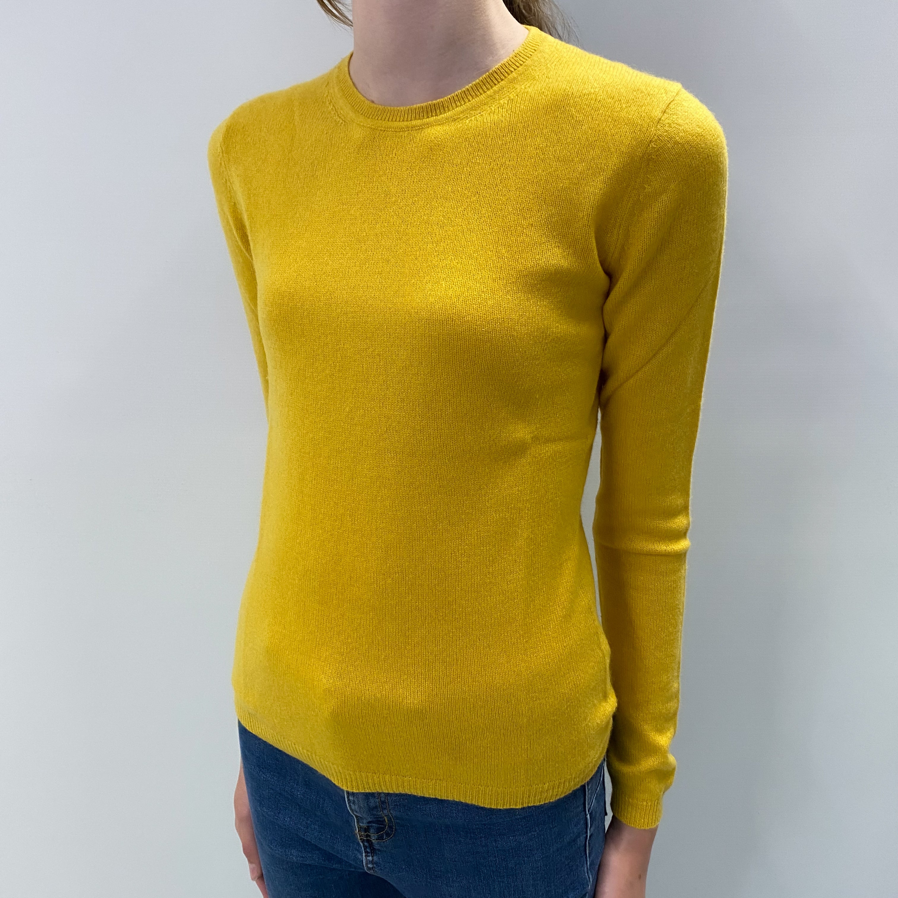 Sunflower Yellow Cashmere Crew Neck Jumper Extra Small