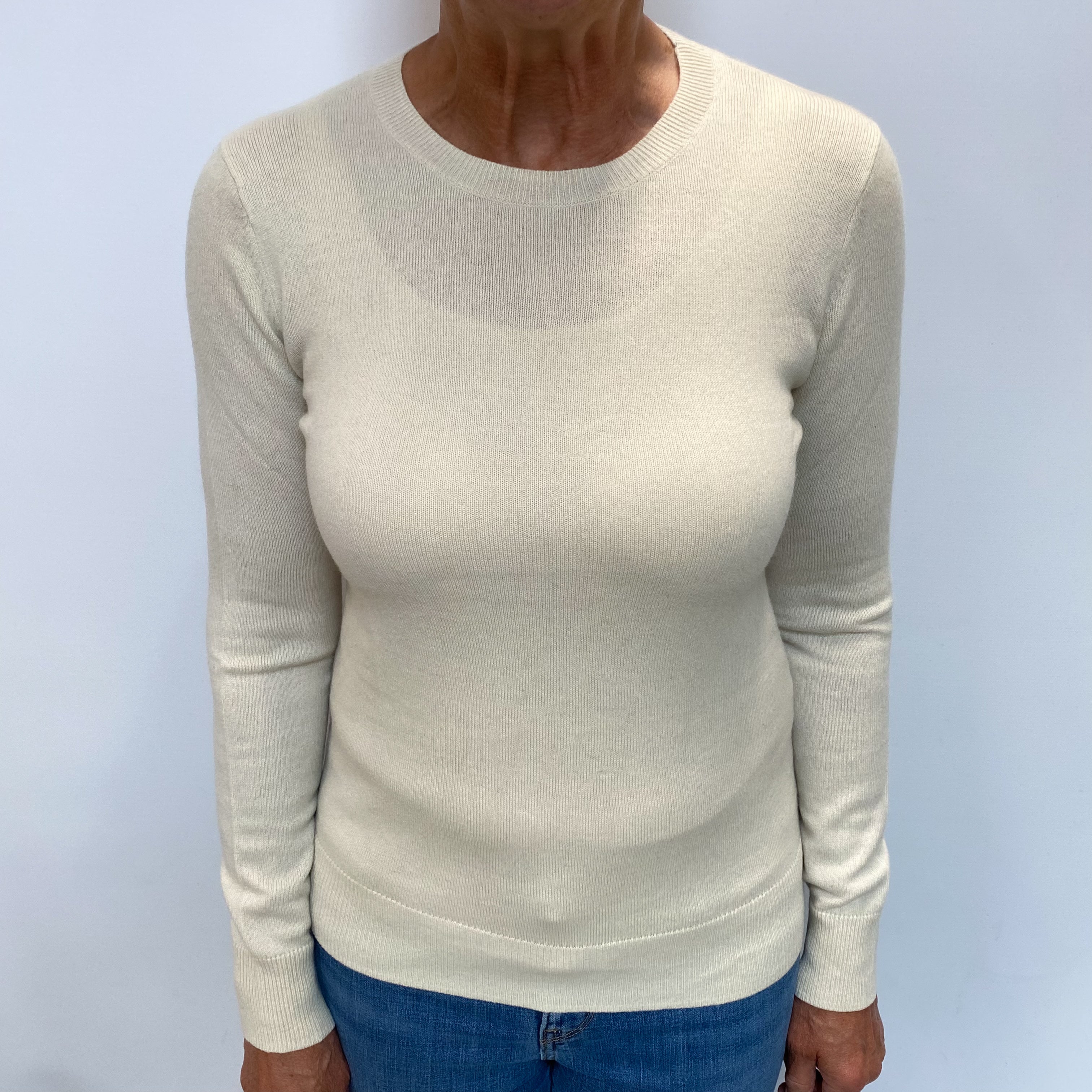 Vanilla Cream Cashmere Crew Neck Jumper Medium