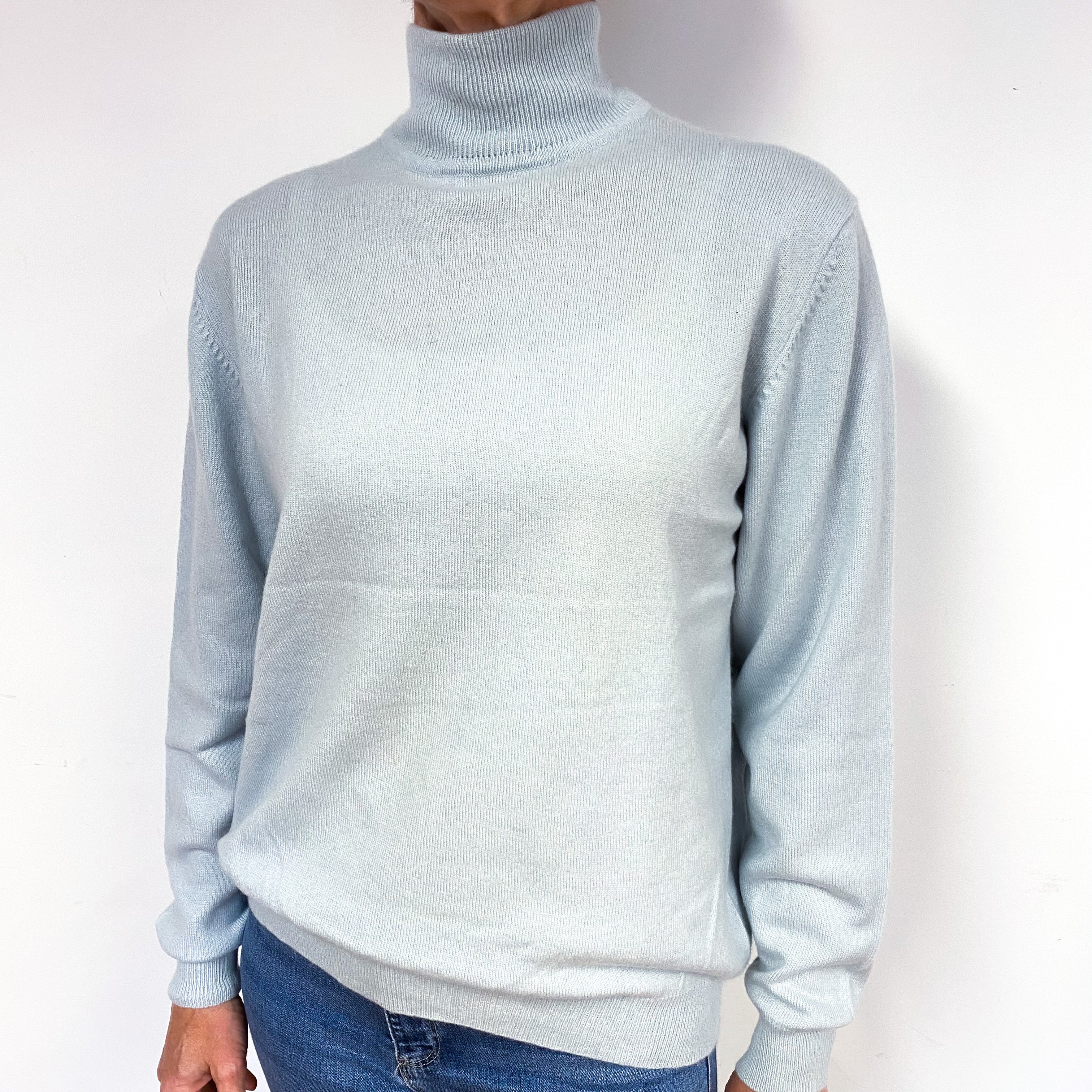 Pale Opal Green Cashmere Turtle Neck Jumper Medium