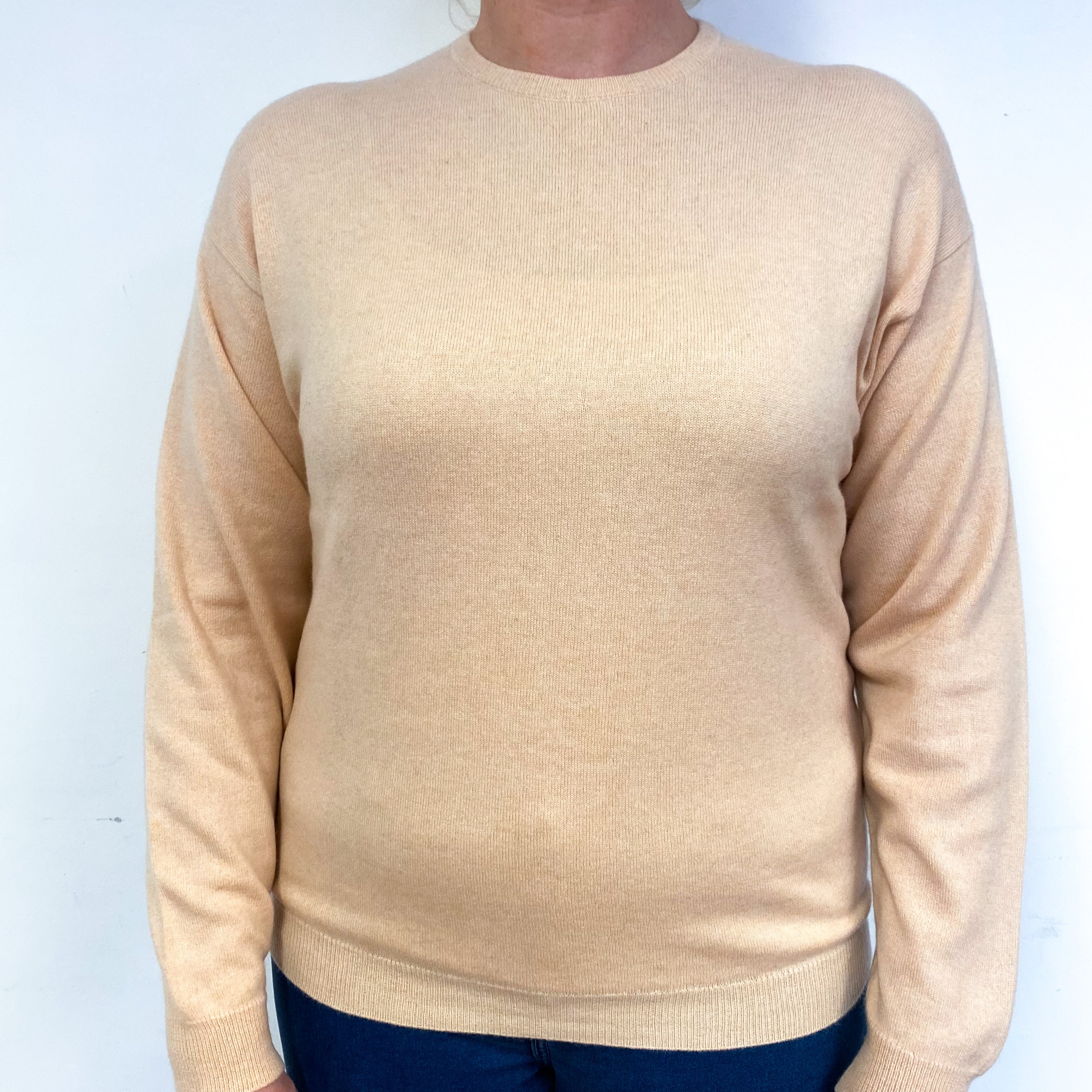 Scottish Peach Pink Cashmere Crew Neck Jumper Large