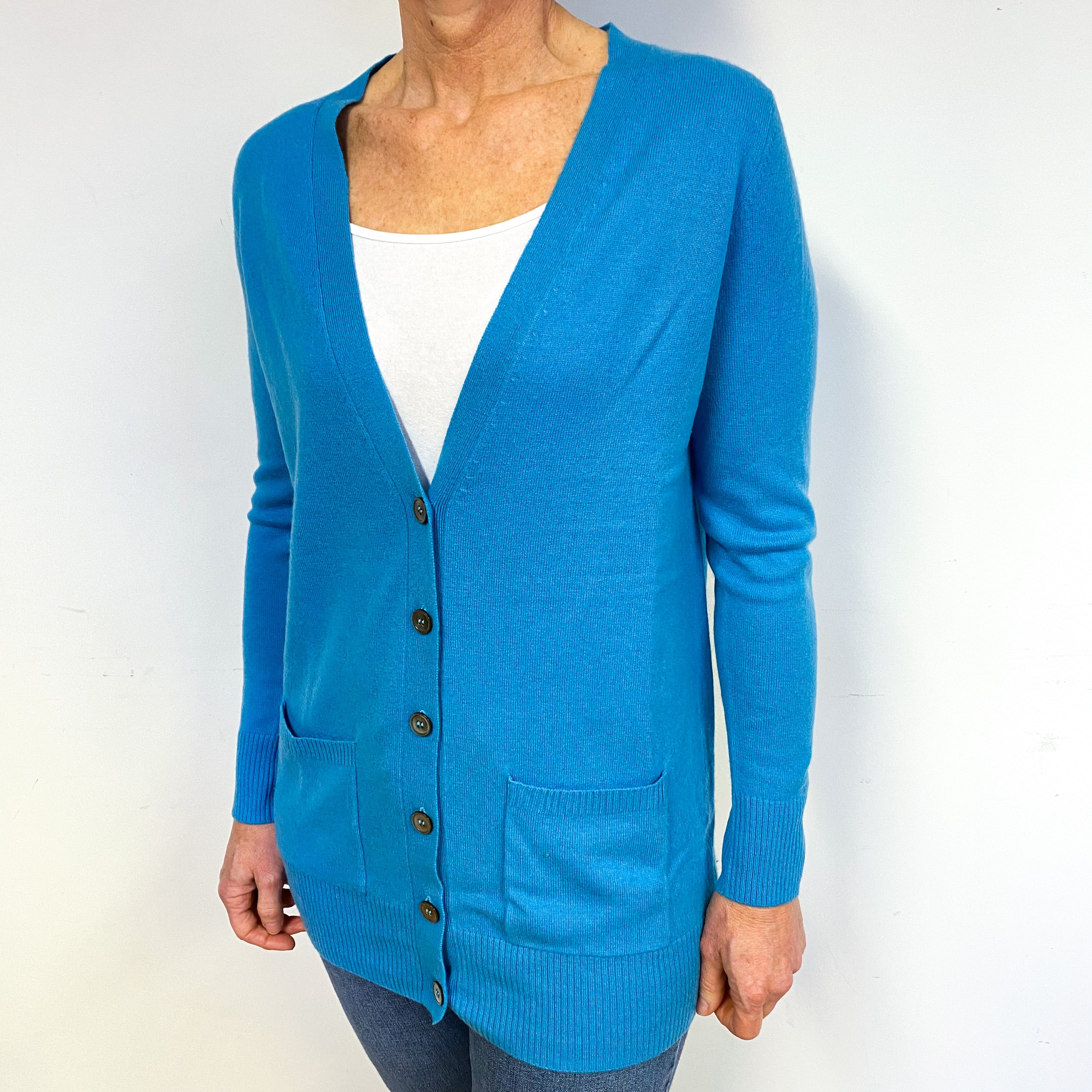 Petrol Blue Cashmere Cardigan Medium