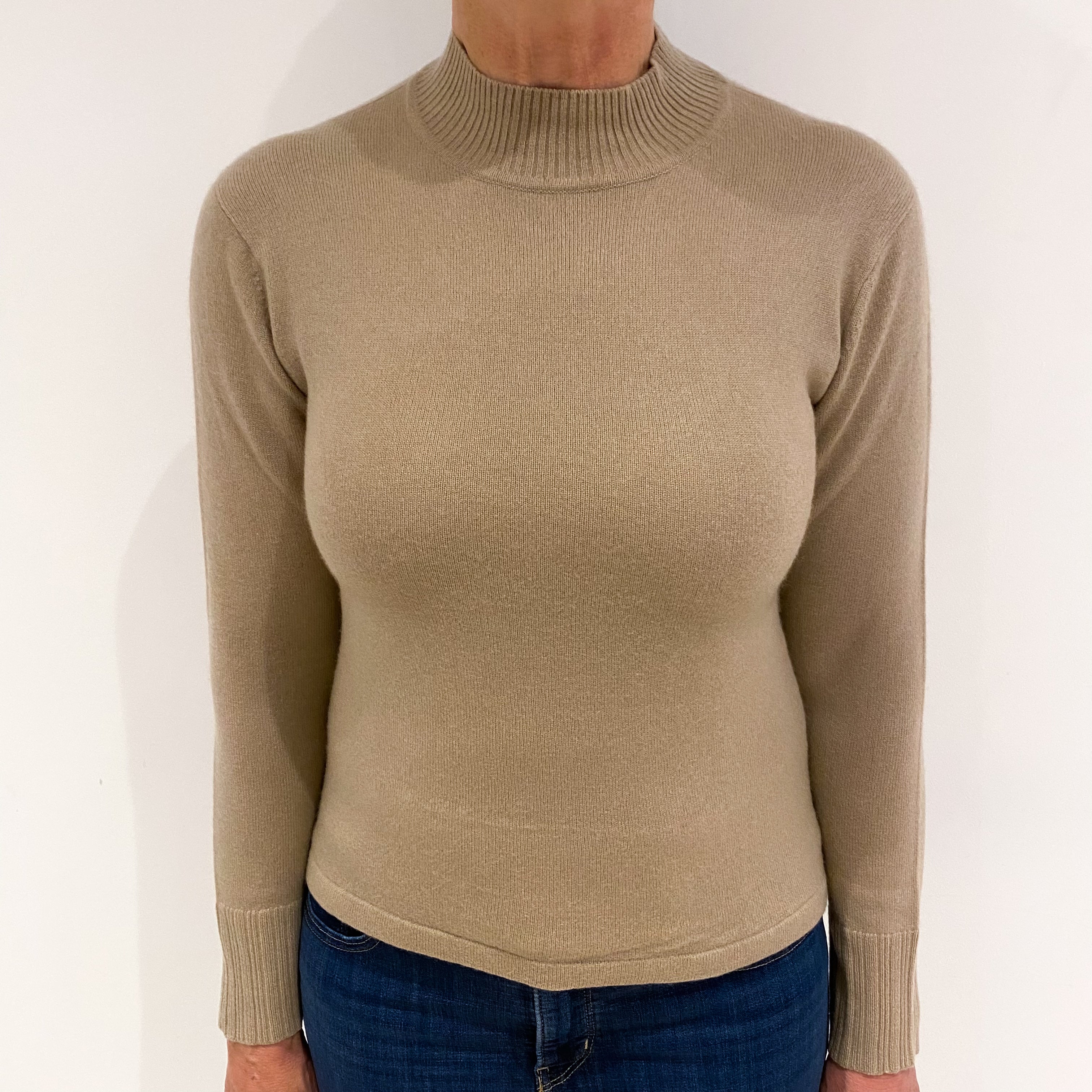 Caramel Brown Cashmere Turtle Neck Jumper Medium