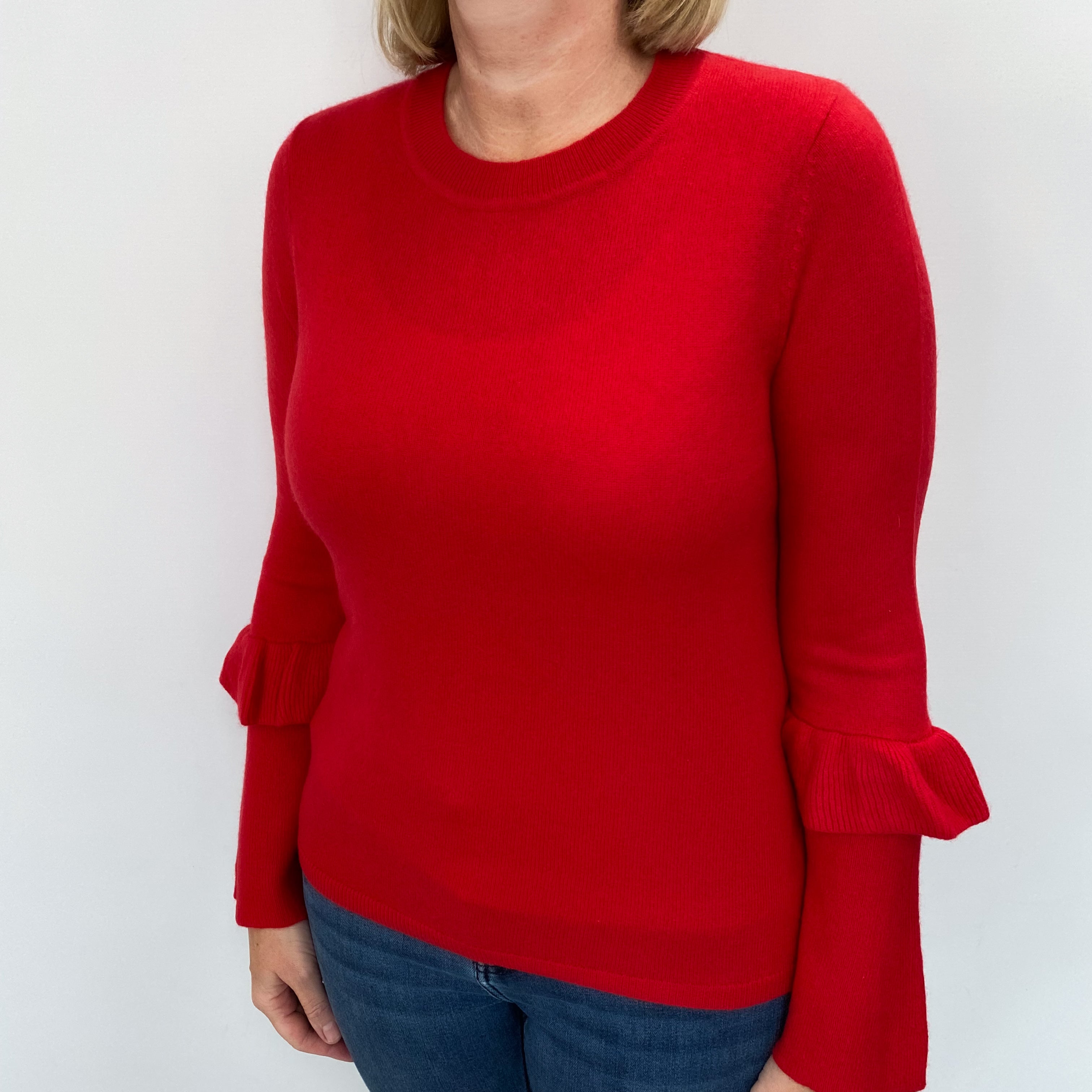 Crimson Red Cashmere Crew Neck Jumper Large