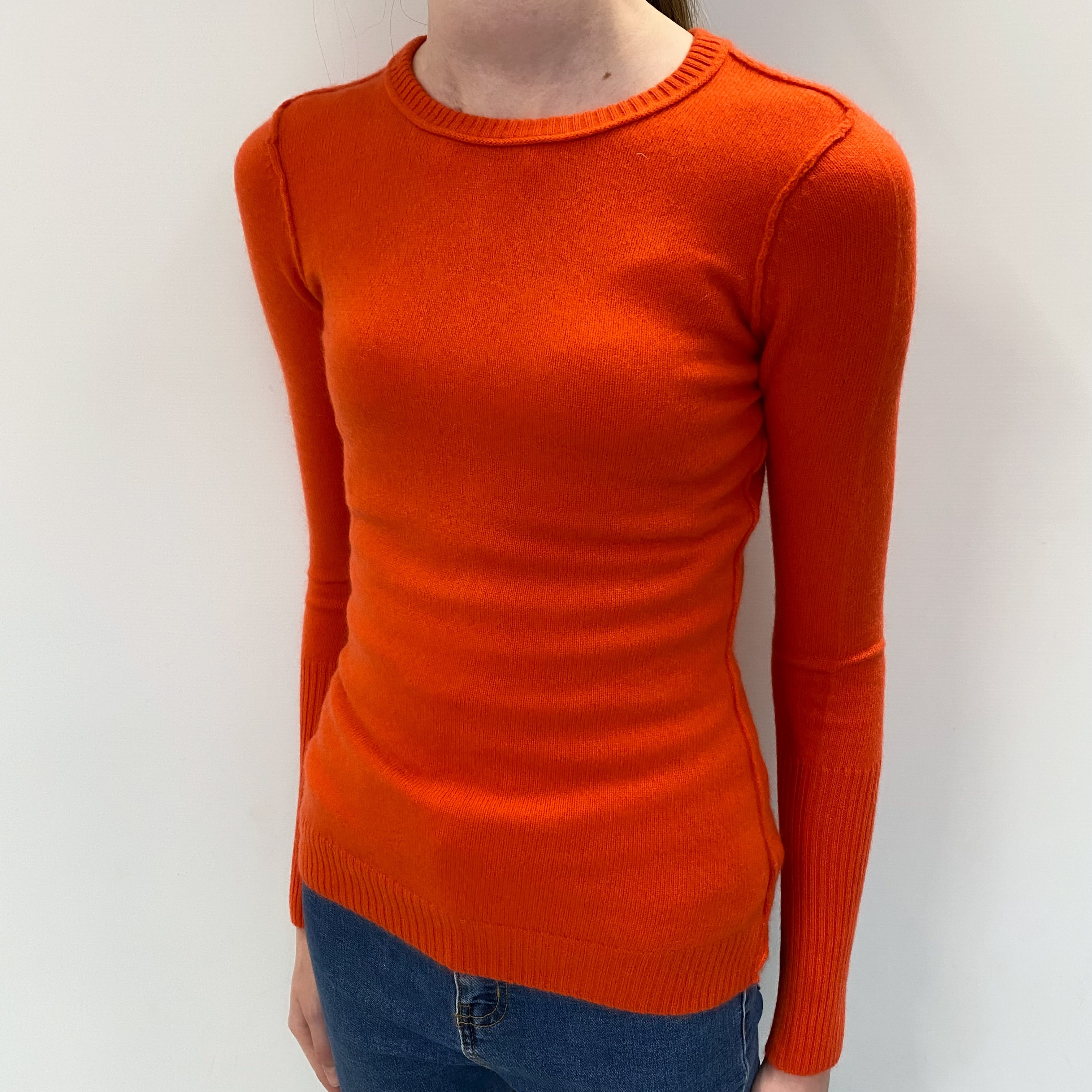 Crab Orange Cashmere Crew Neck Jumper Extra Small