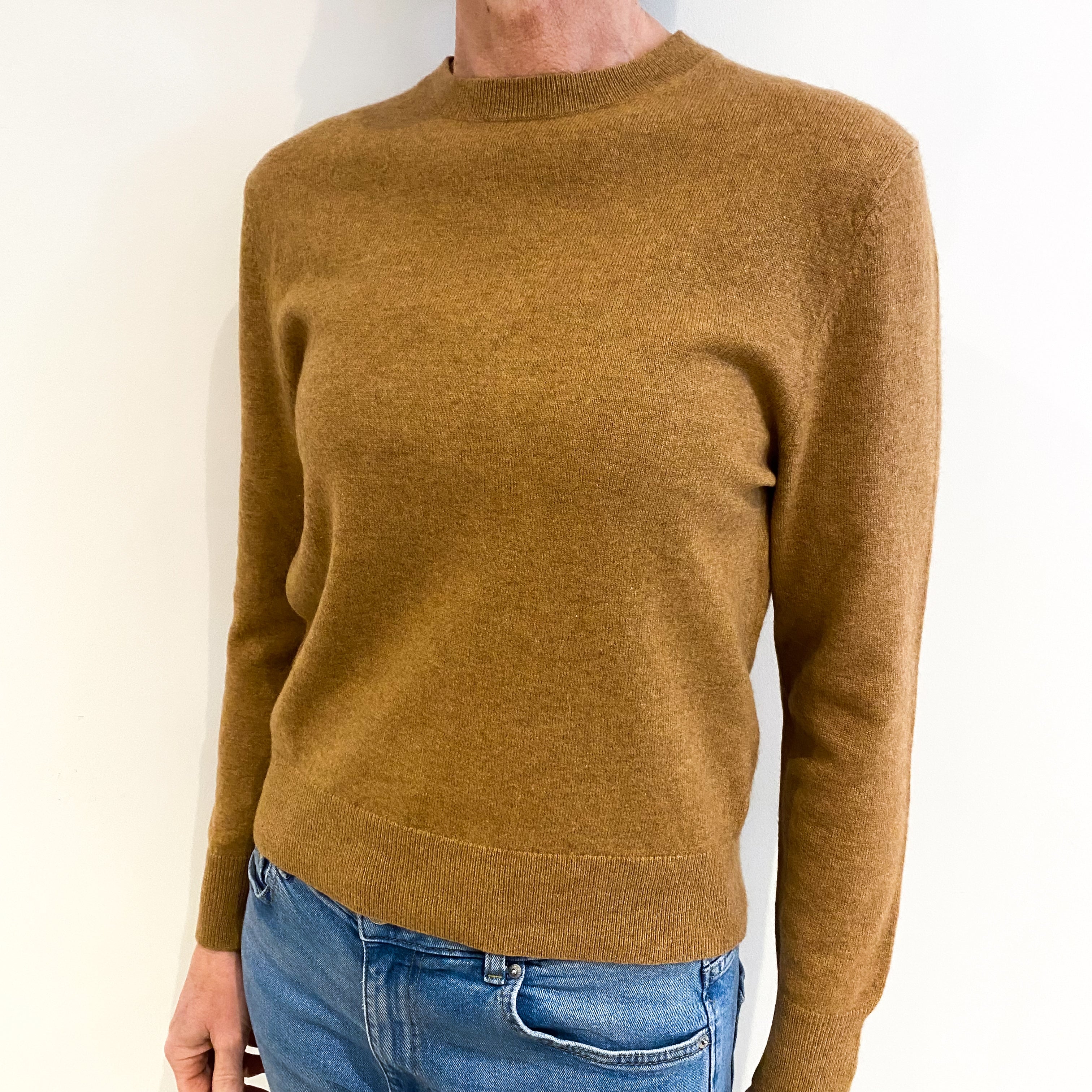 Butterscotch Brown Cashmere Crew Neck Jumper Small