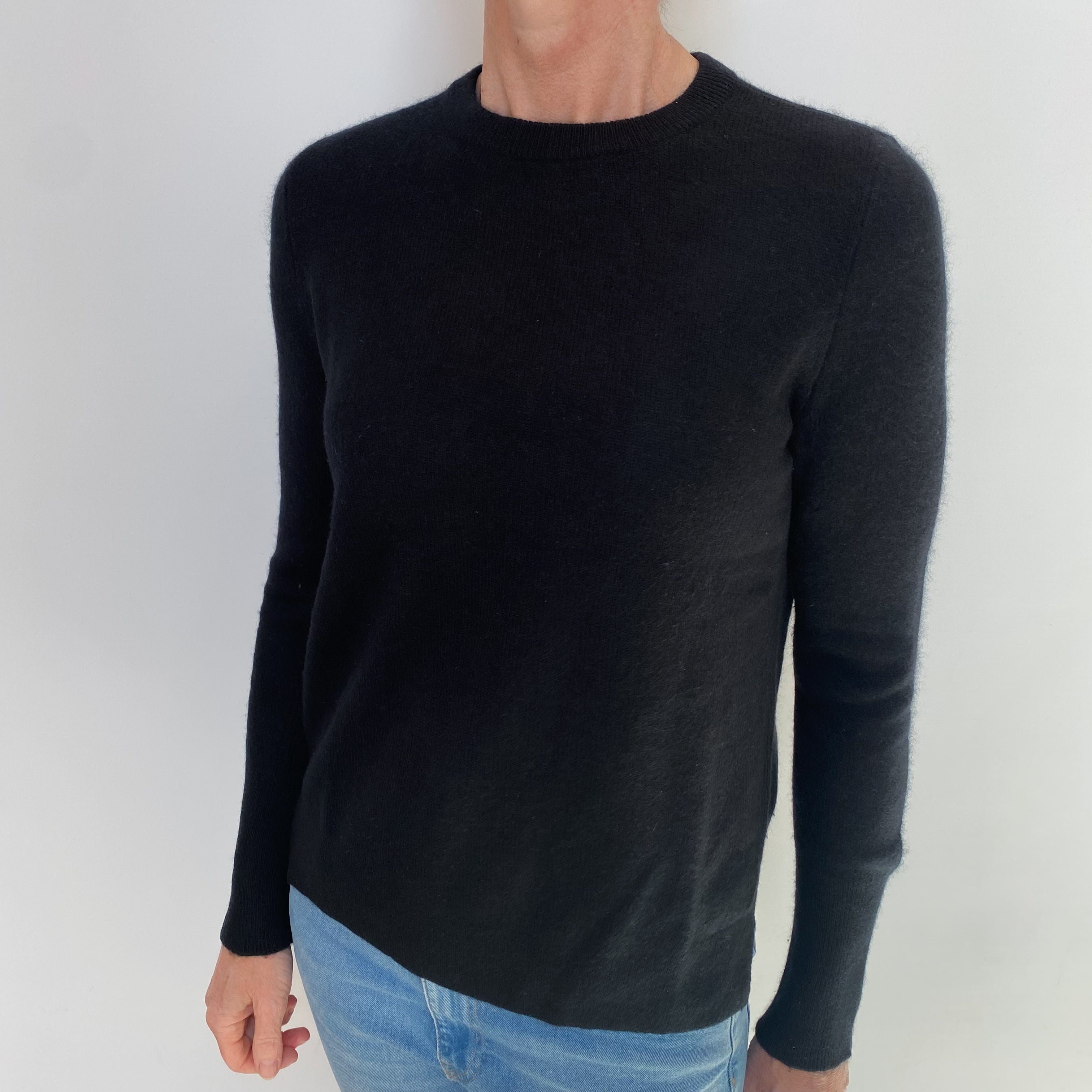 Black Cashmere Crew Neck Jumper Small