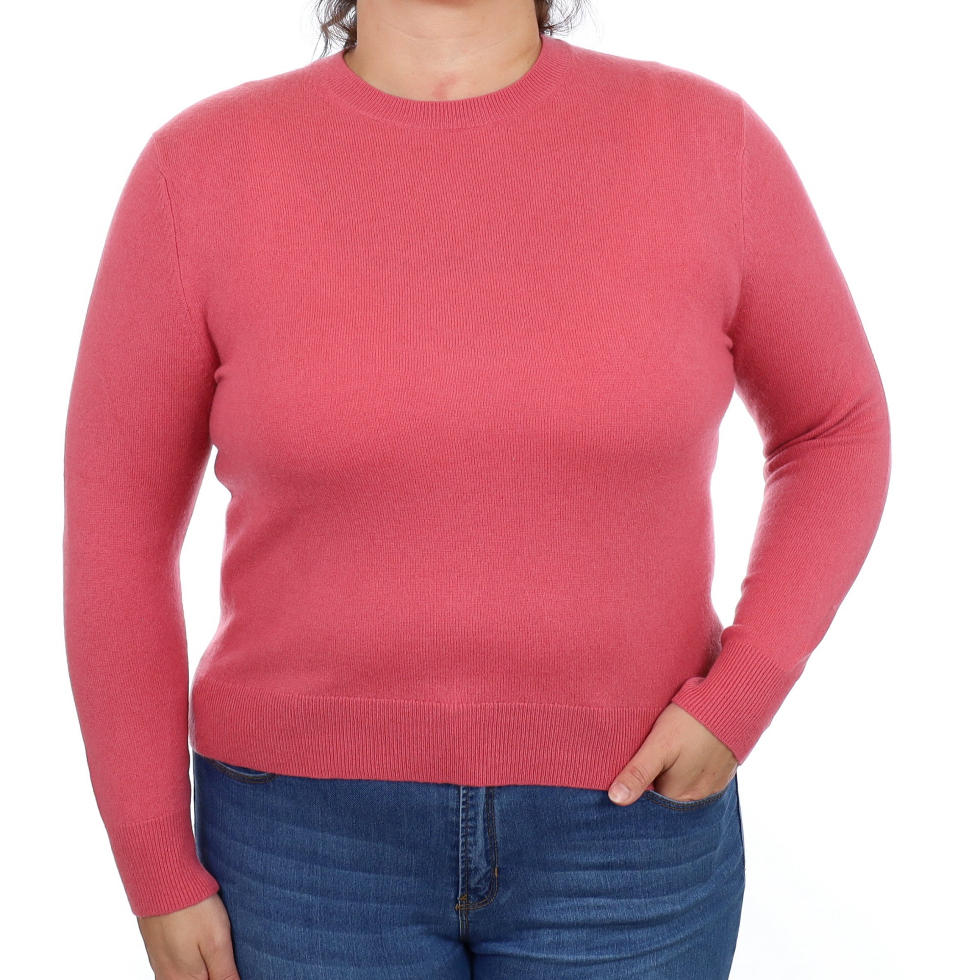 Loganberry Pink Cashmere Crew Neck Jumper Large