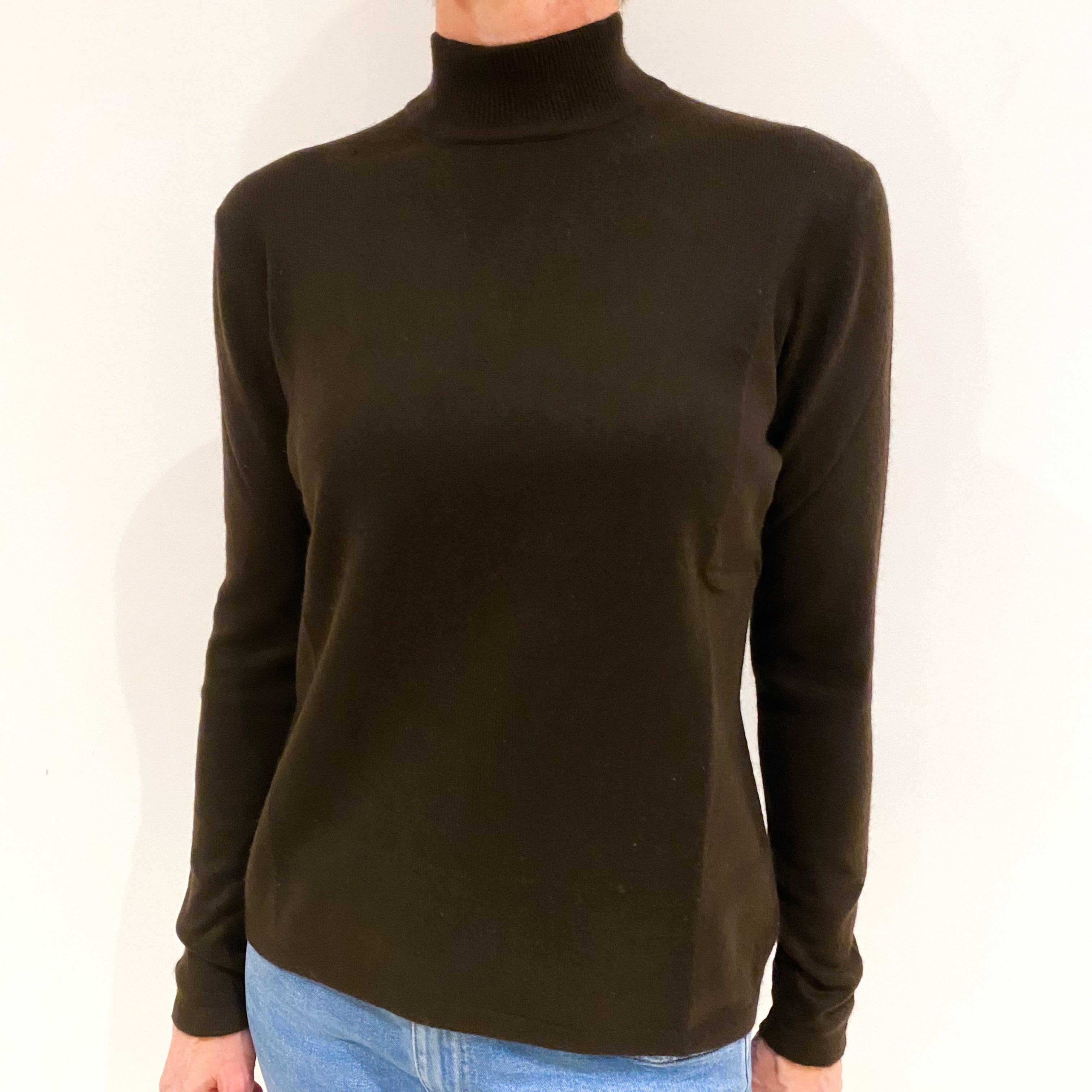 Peppercorn Brown Cashmere Turtle Neck Jumper Small