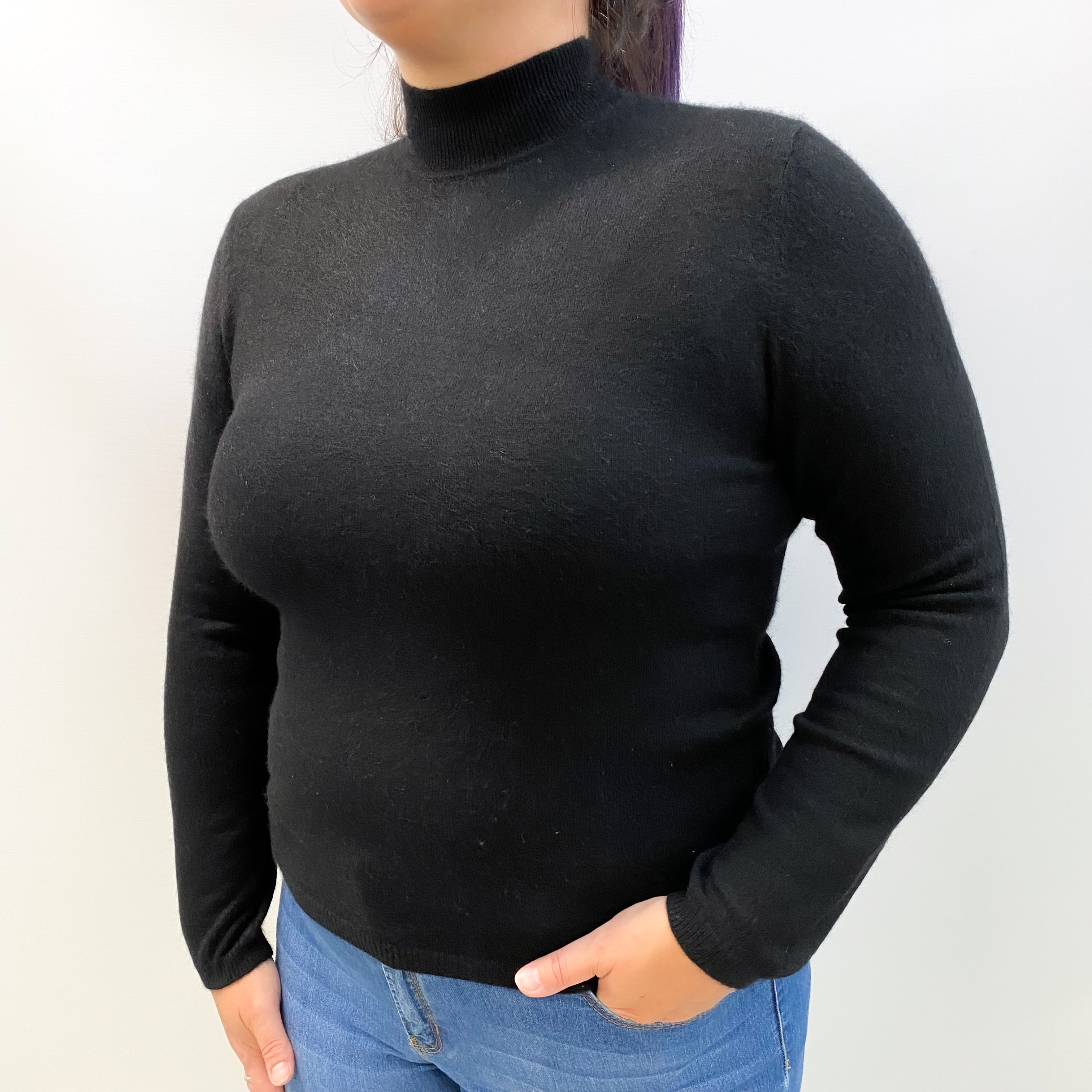 Black Cashmere Turtle Neck Jumper Large