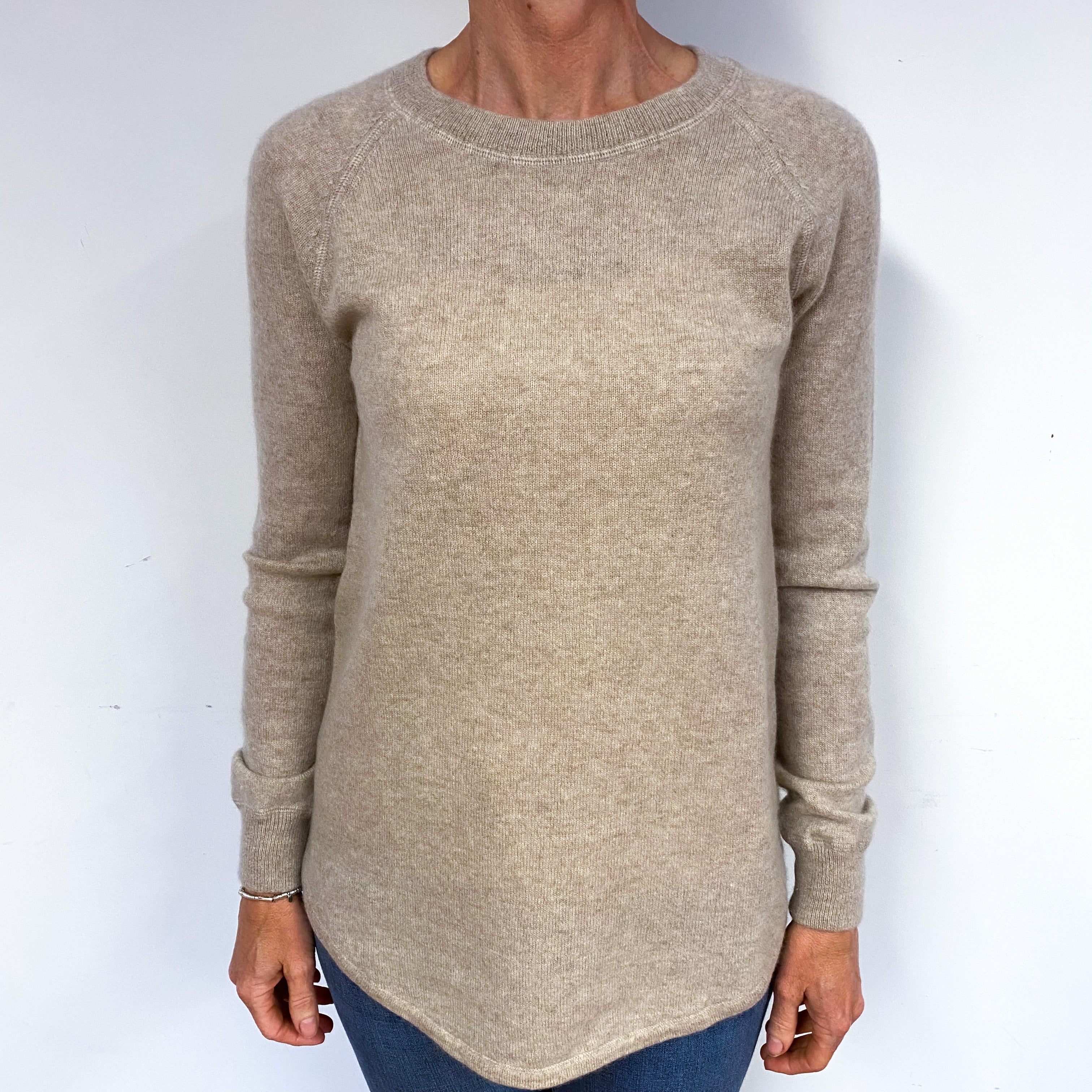 Biscuit Brown Cashmere Crew Neck Jumper Medium