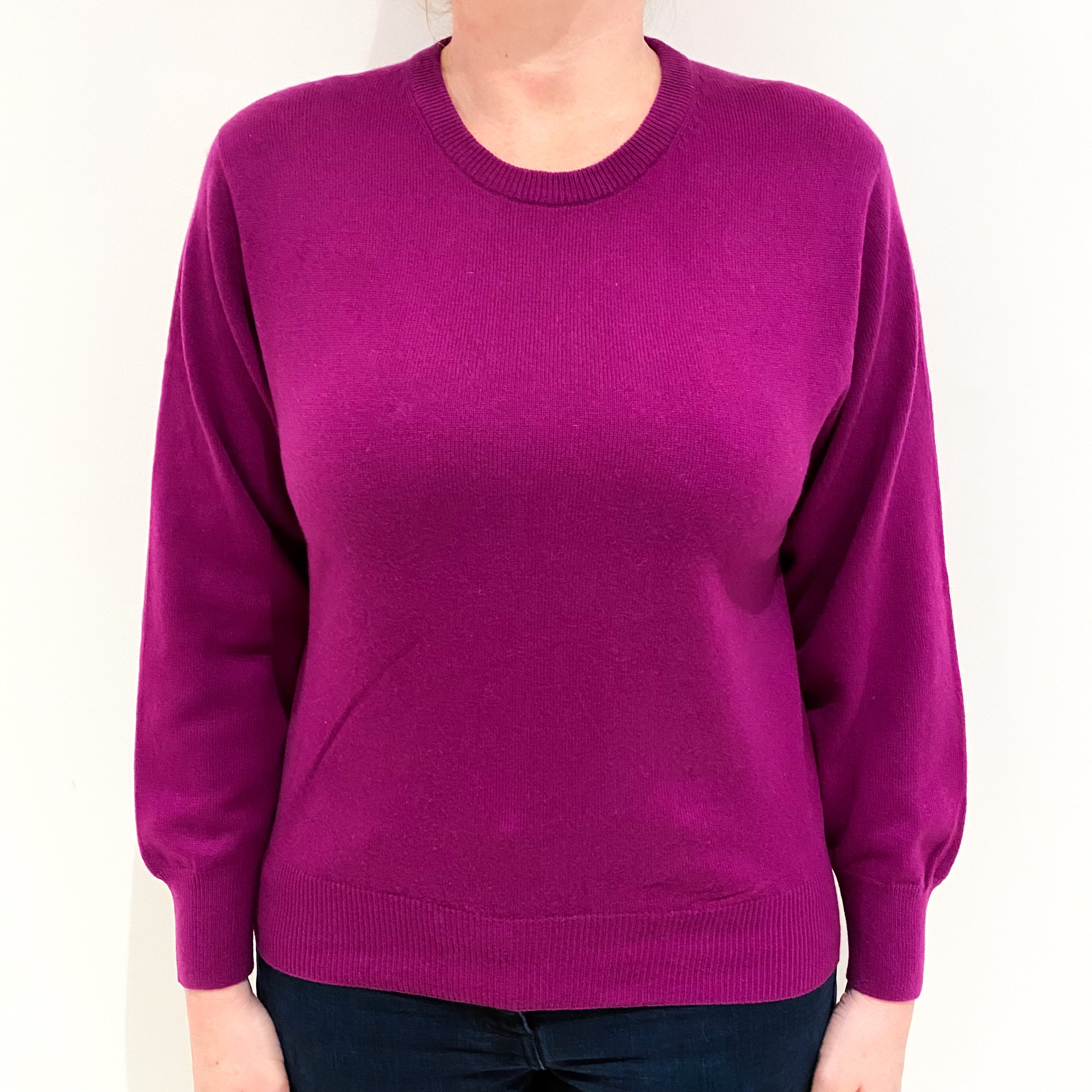 Violet Purple Cashmere Crew Neck Jumper Large