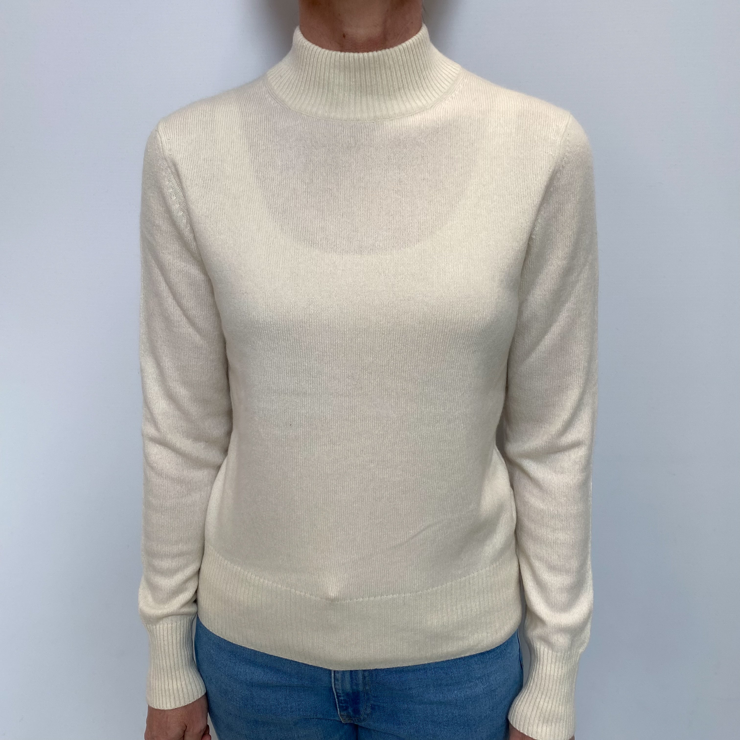 Vanilla Cream Cashmere Turtle Neck Jumper Small